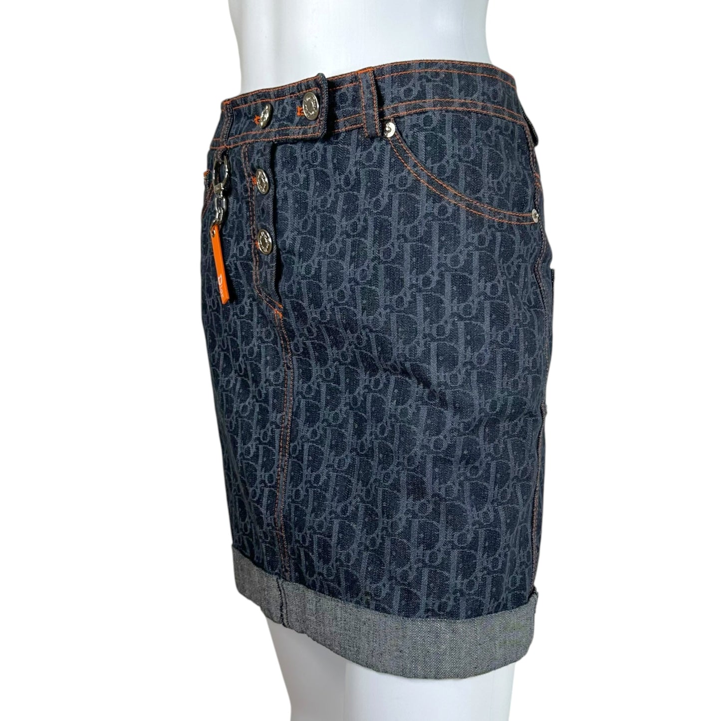 Christian Dior Denim Mini Skirt Trotter Monogram Print