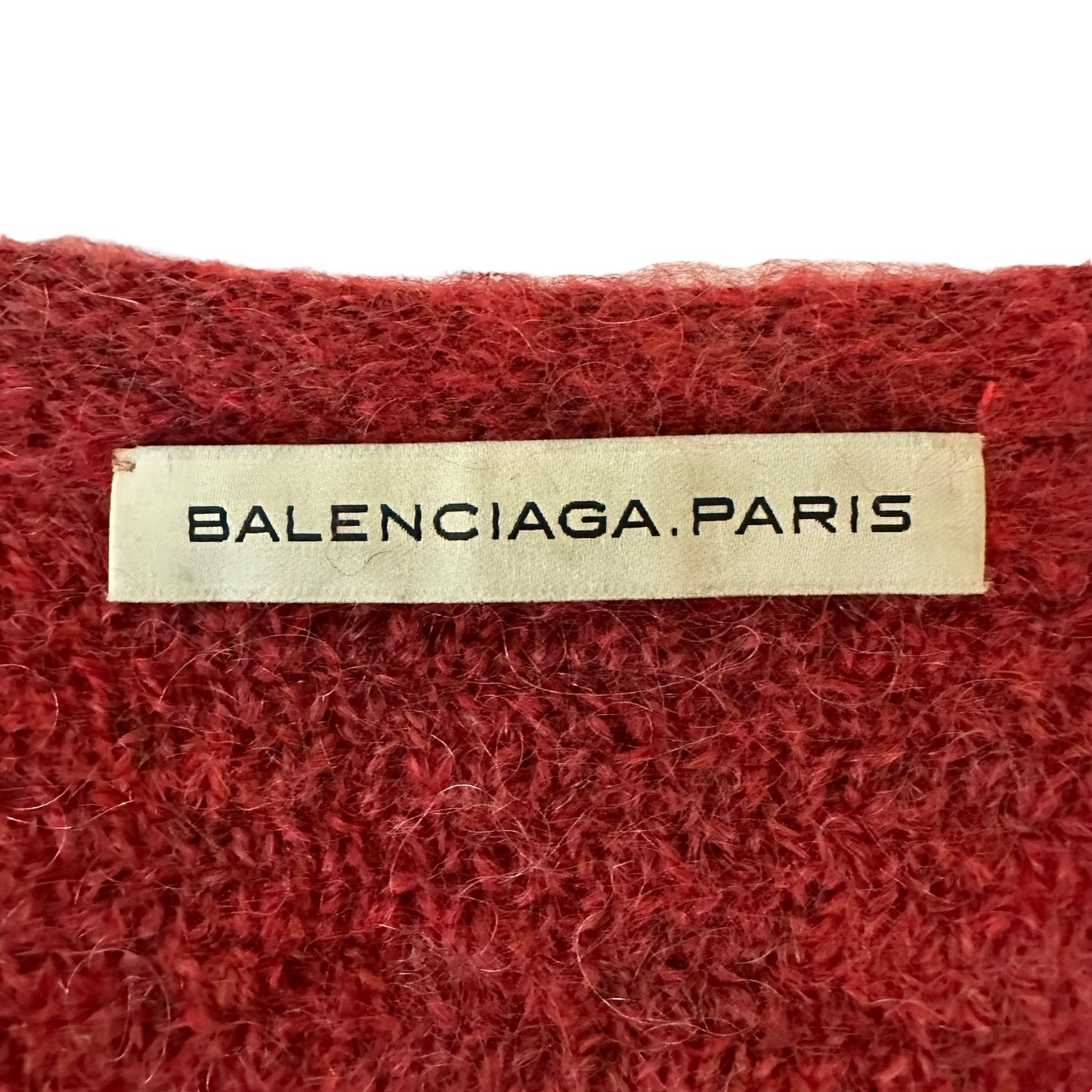 Balenciaga Red Mohair Cardigan Sweater