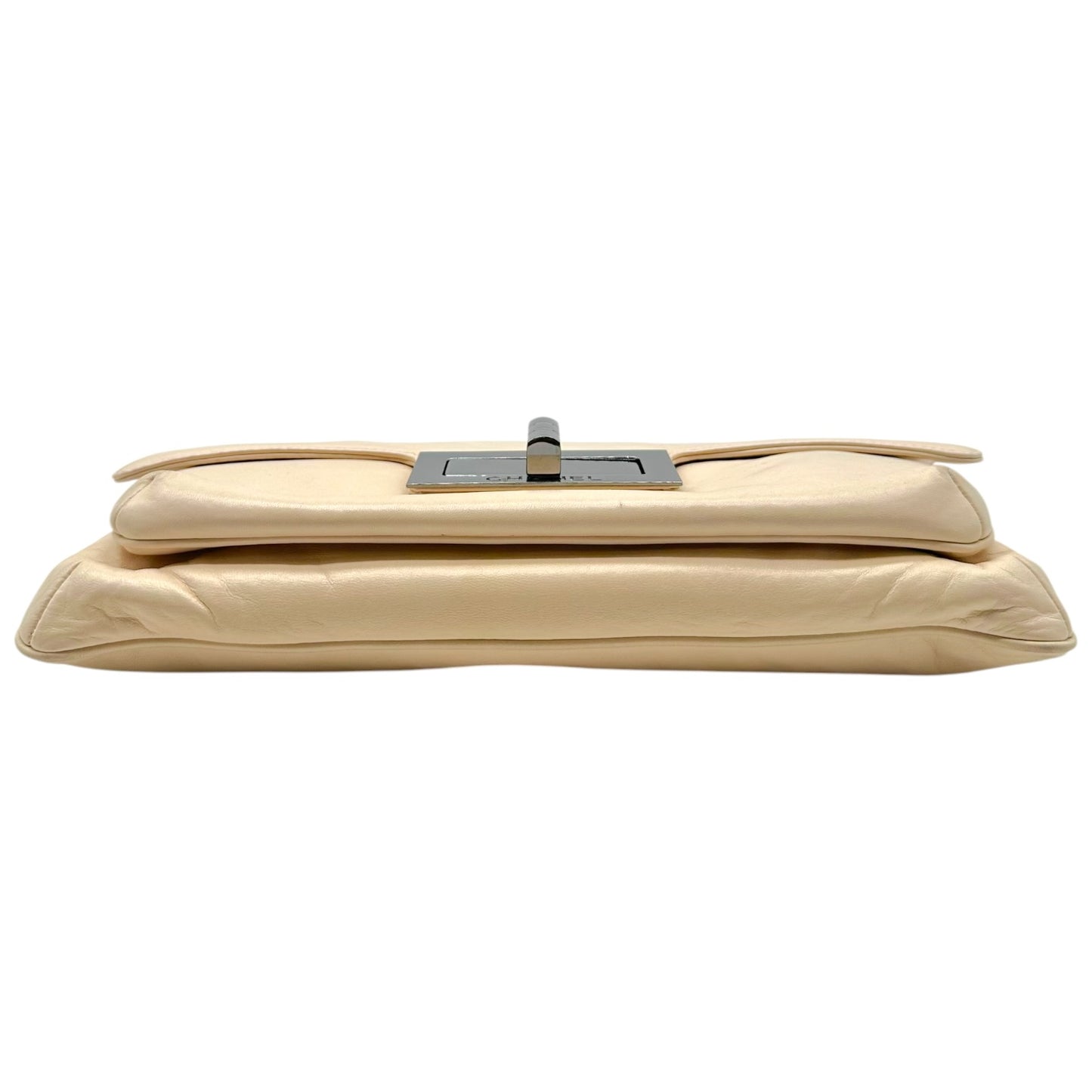 Chanel Ivory Lambskin Leather Turnlock Shoulder Bag
