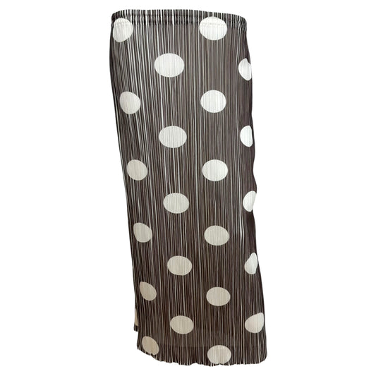 Issey Miyake Midi Skirt Brown White Polka Dot Print