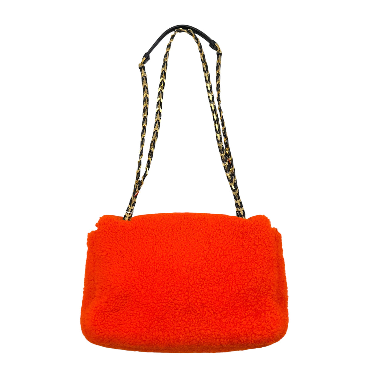Fendi Bright Orange Shearling Be-Baguette 2-Way Bag