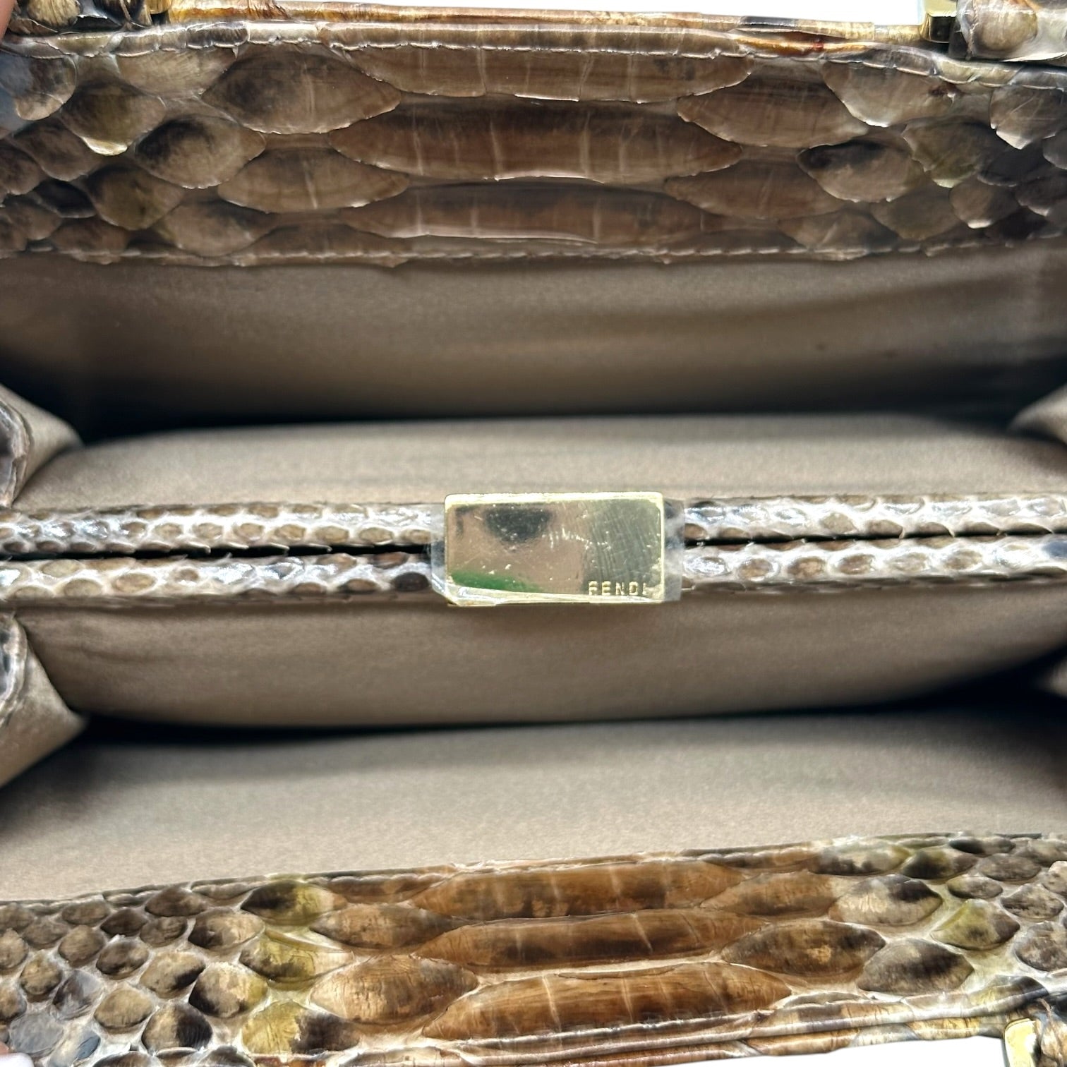 Fendi Mini Handbag Brown Python Top Handle