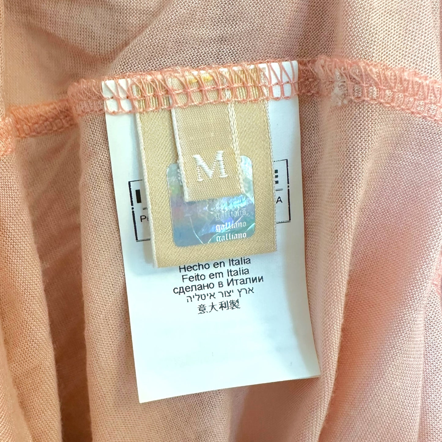 Galliano Pink Beaded Logo Open Shoulder Top - Outfit Repeater