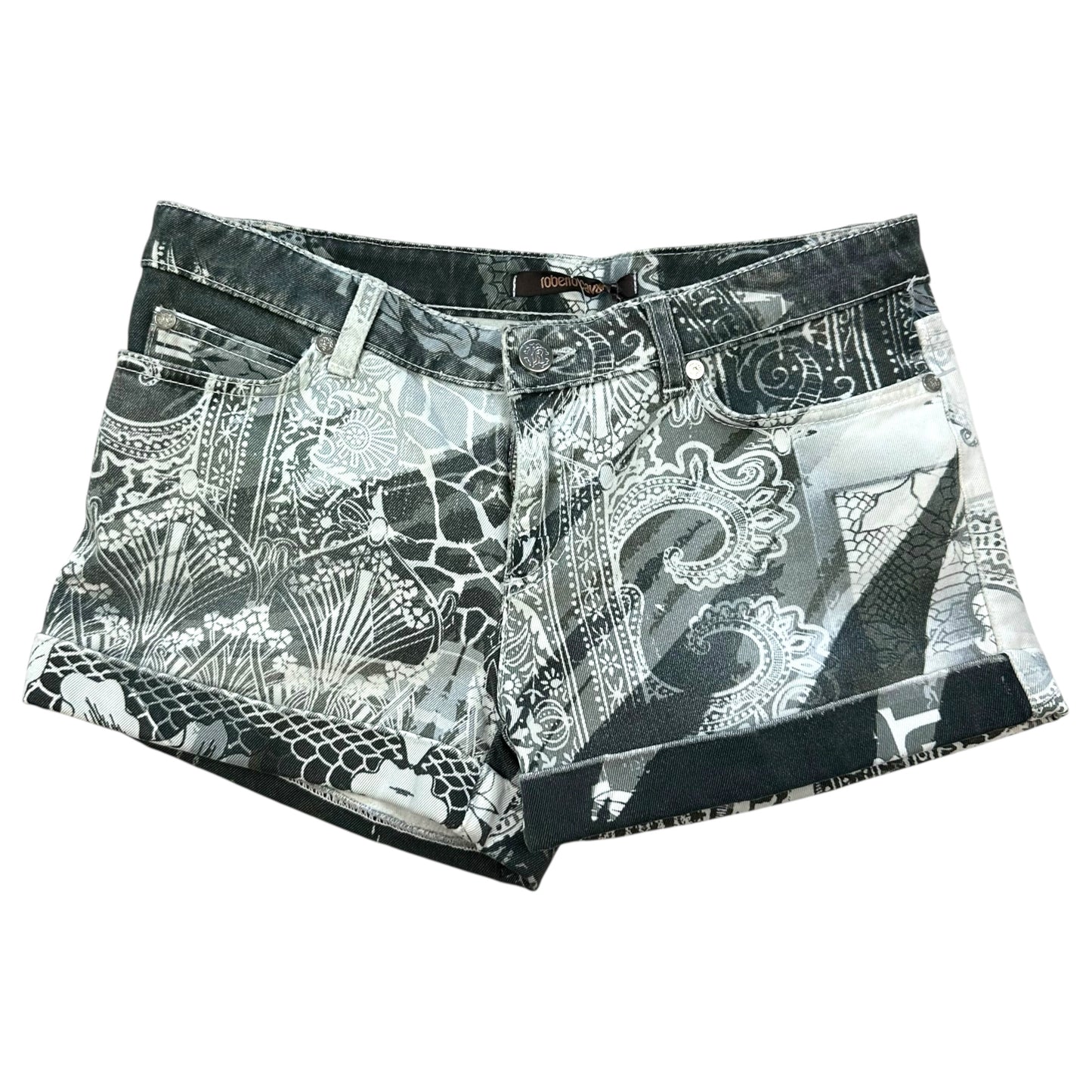 Roberto Cavalli Black & White Printed Shorts NEW