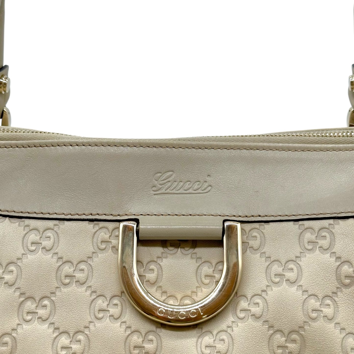 Gucci Ivory Guccissima Monogram East West Abby Shoulder Bag