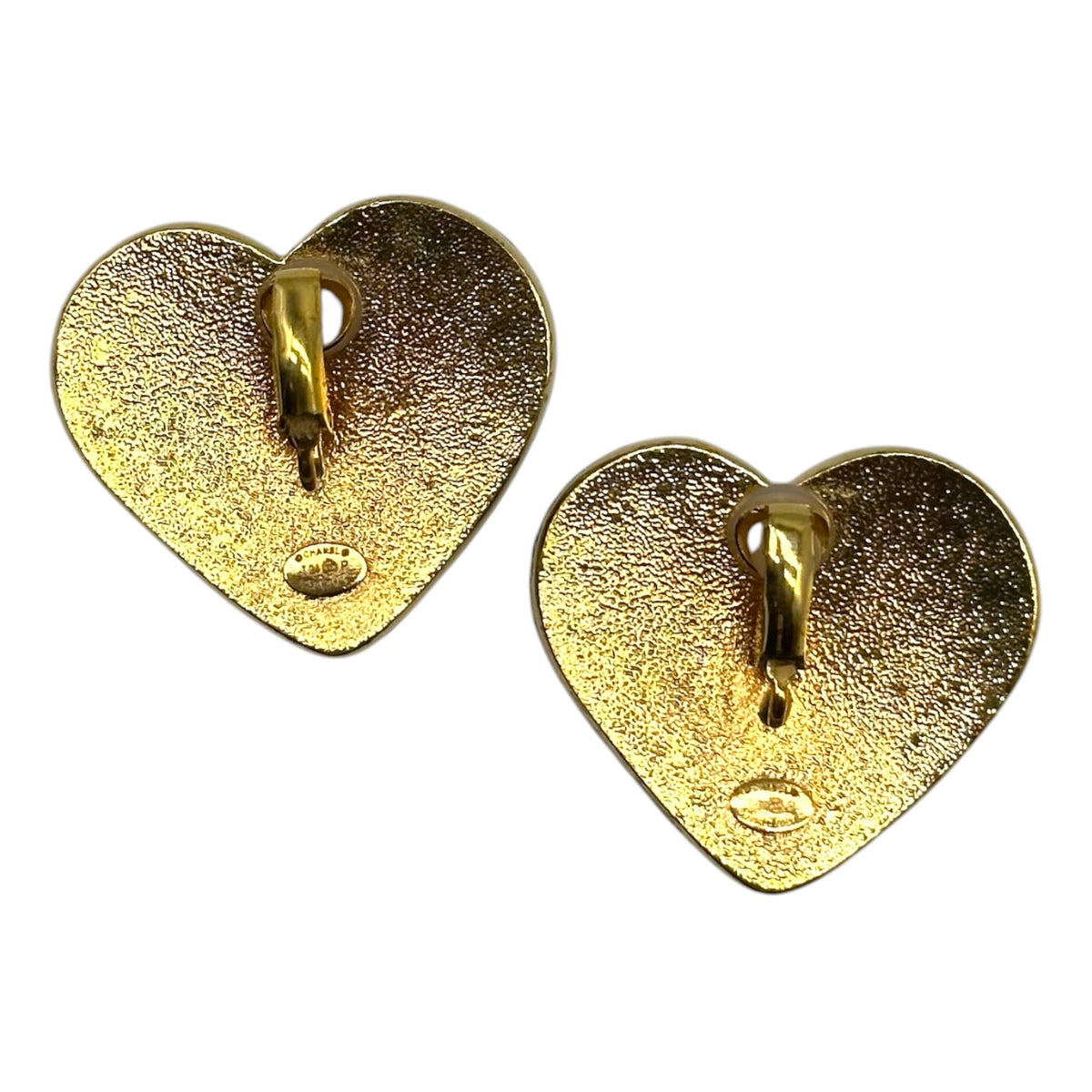 Chanel Spring 2024 Gold & Denim CC Logo Heart Clip-On Earrings