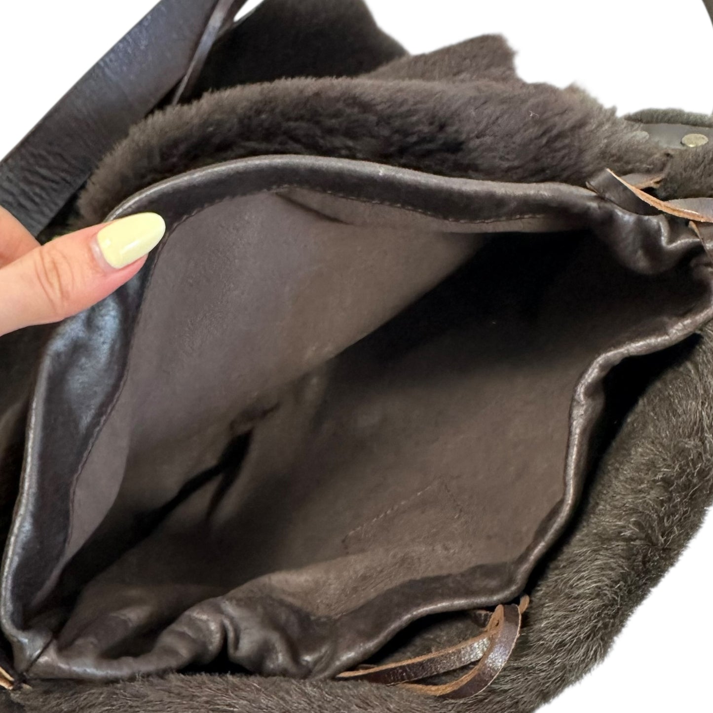 Dolce & Gabbana Brown Shearling Butterfly Messenger Bag