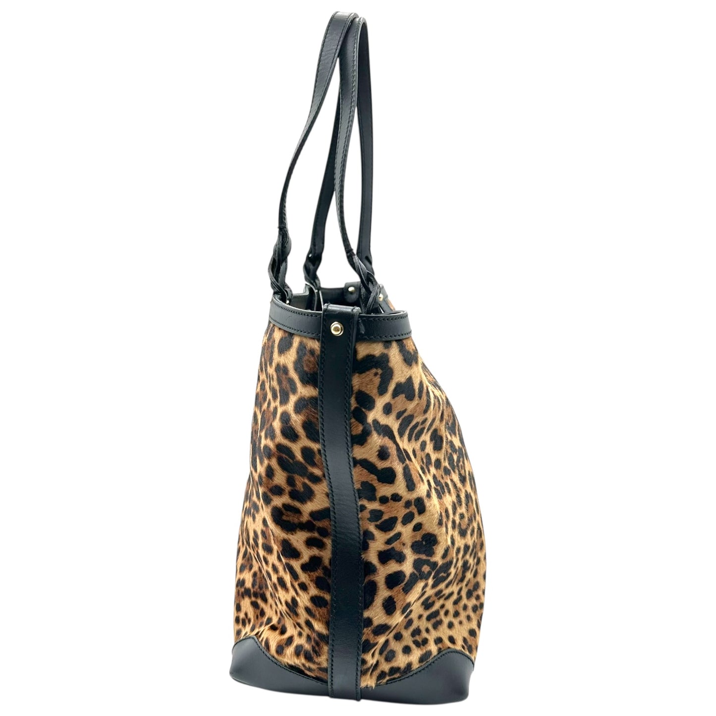 Gucci Leopard Print Ponyhair Tote Bag