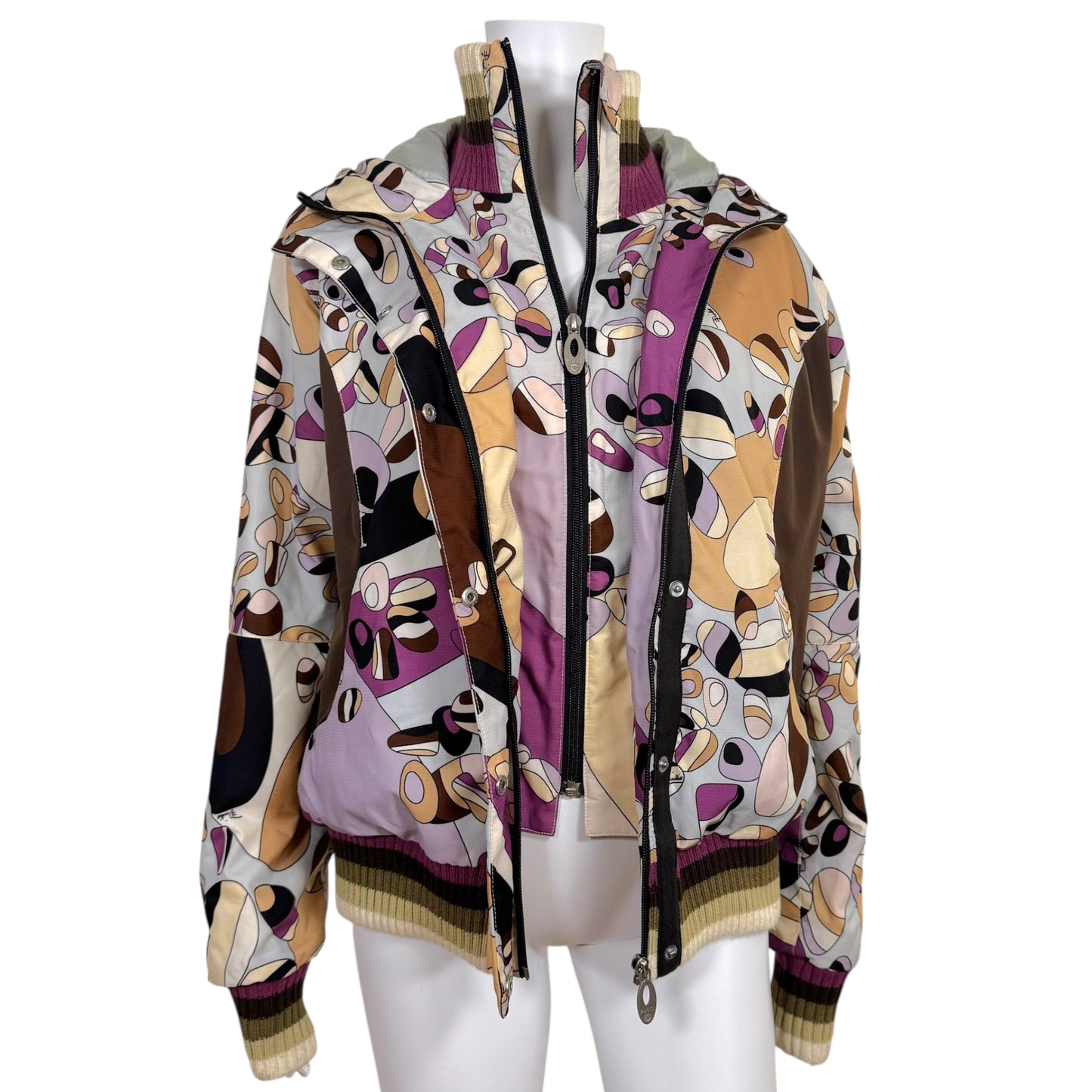 Emilio Pucci x Rossignol Brown & Purple Printed Ski Coat - Outfit Repeater