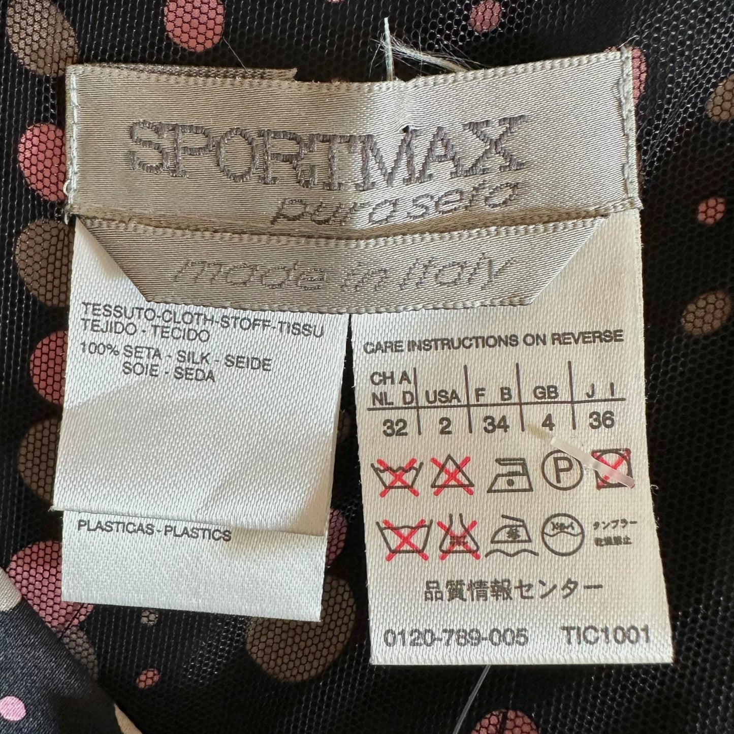 Sportmax Black & Pink Polka Dot Sequin Embellished Silk Mini Dress