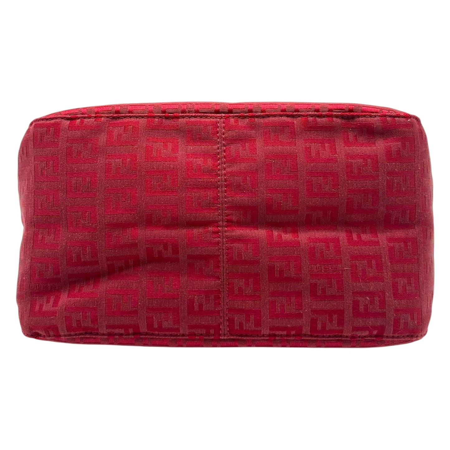 Fendi Red Zucchino Monogram Fold-Over Square Baguette Bag
