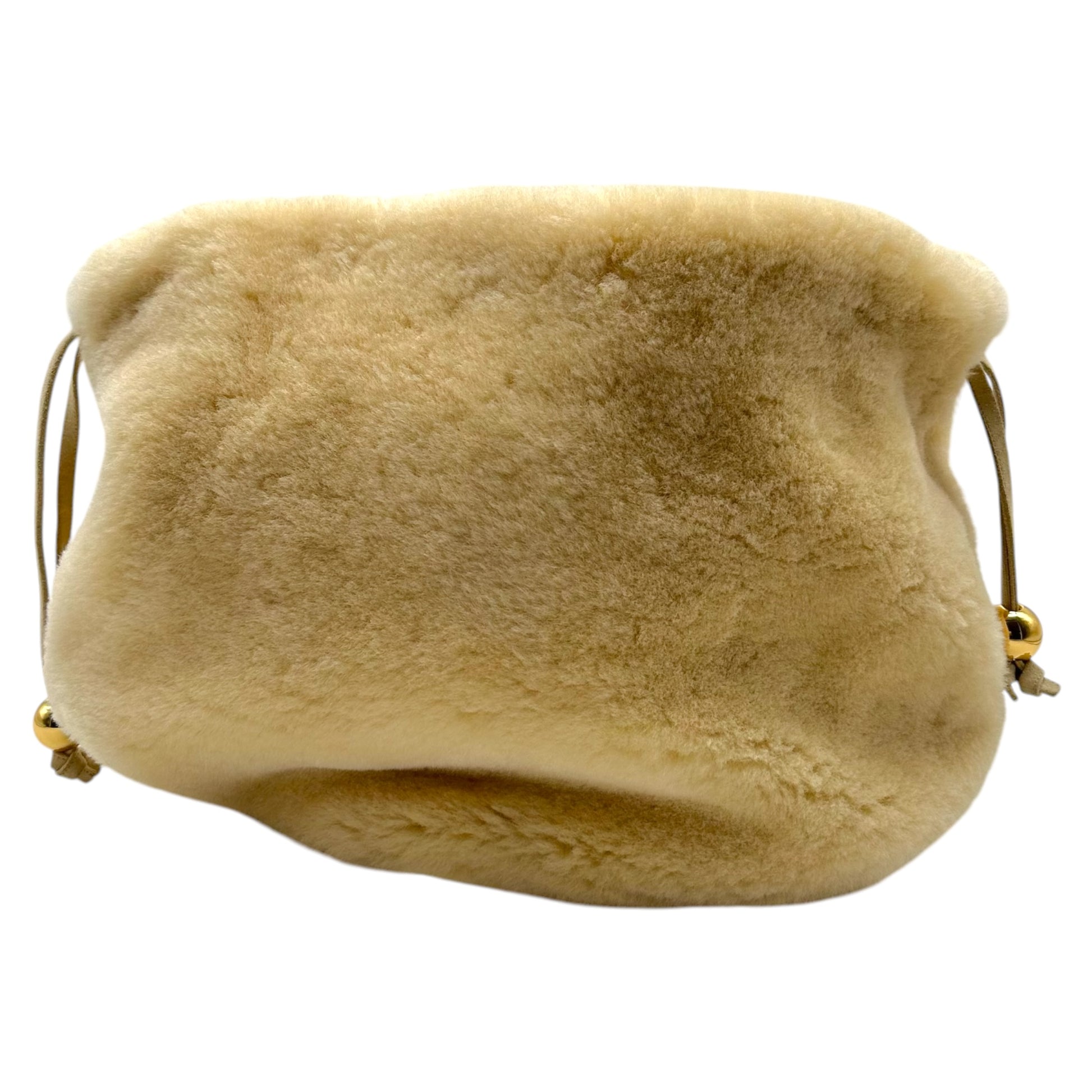 Bottega Veneta Ivory Shearling Convertible Clutch Shoulder Bag