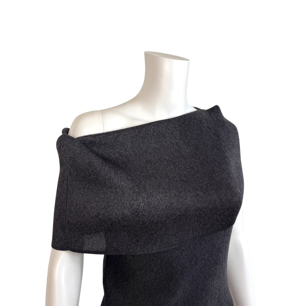 Issey Miyake Cut-Out High Neck Tank Heather Black