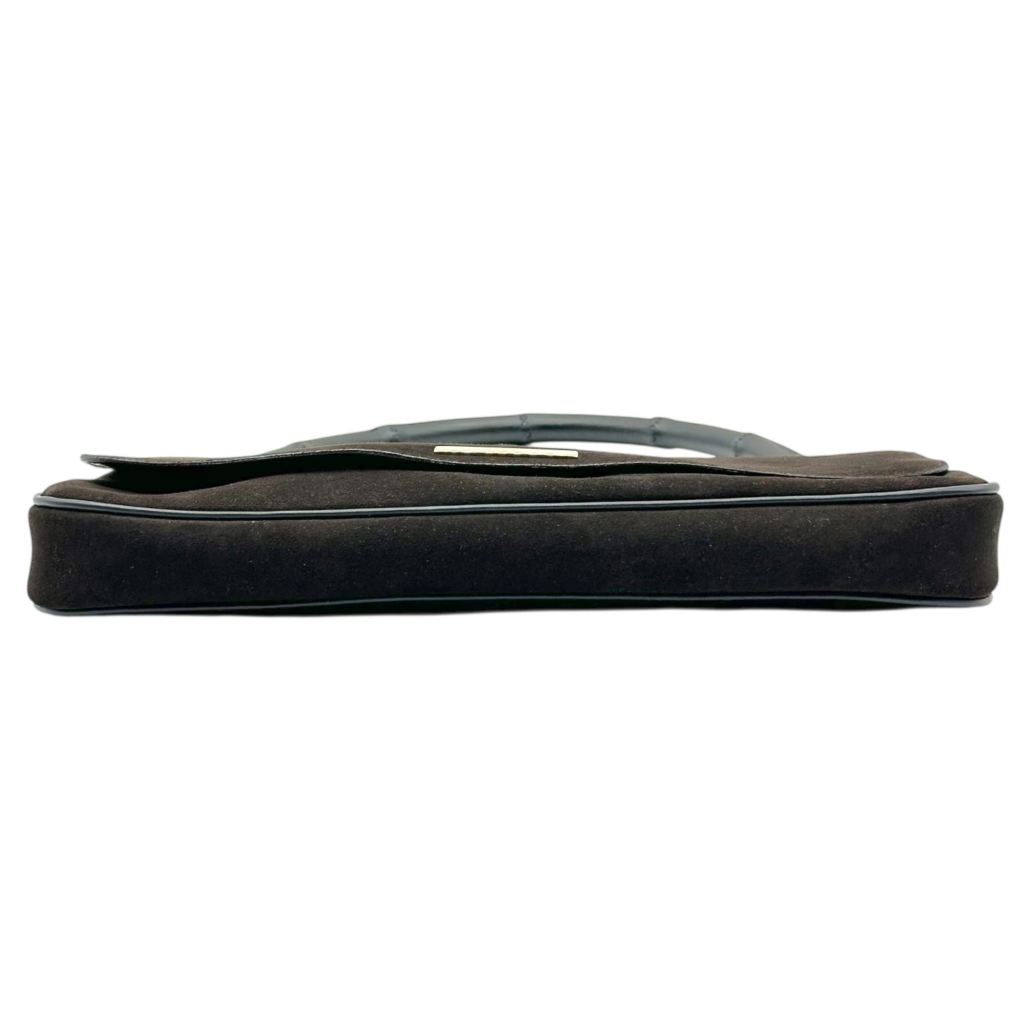 Gucci by Tom Ford Black Suede Bamboo Top Handle East West Bag