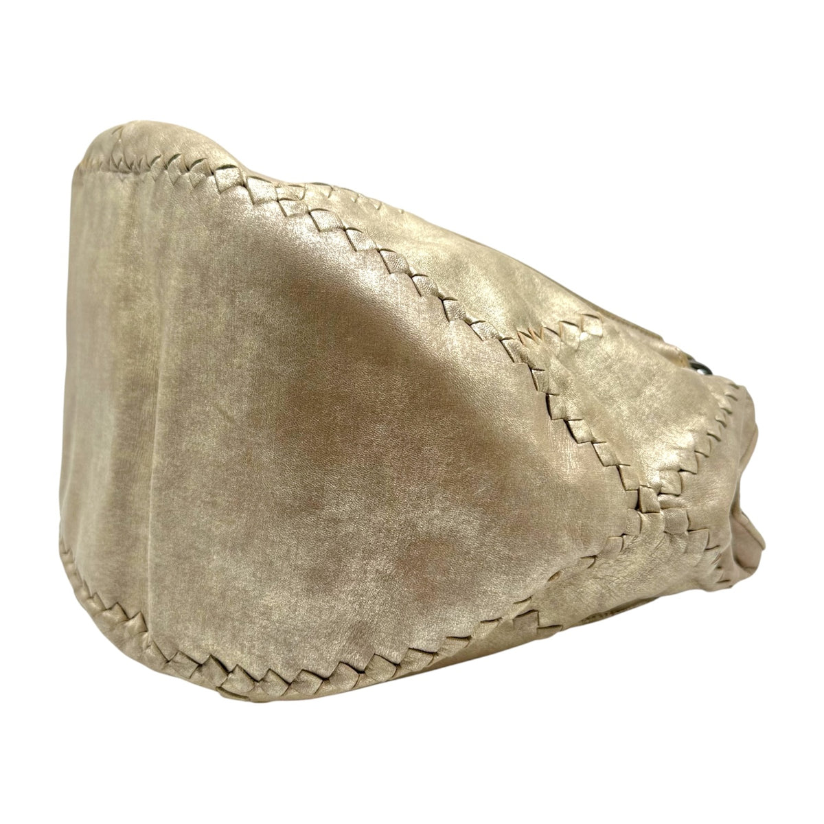 Bottega Veneta Champagne Metallic Intrecciato Leather Hobo Bag