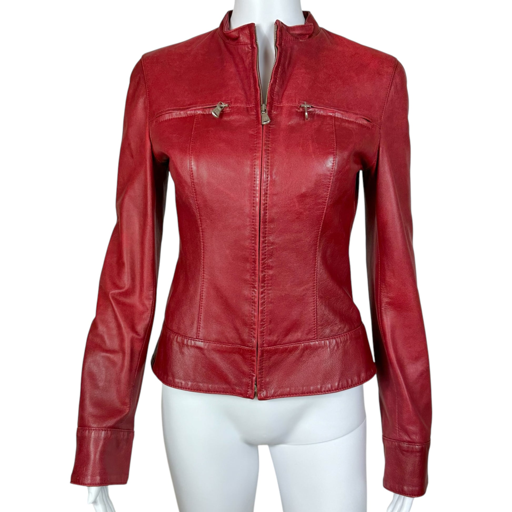 Dolce & Gabbana Red Leather Jacket - Outfit Repeater