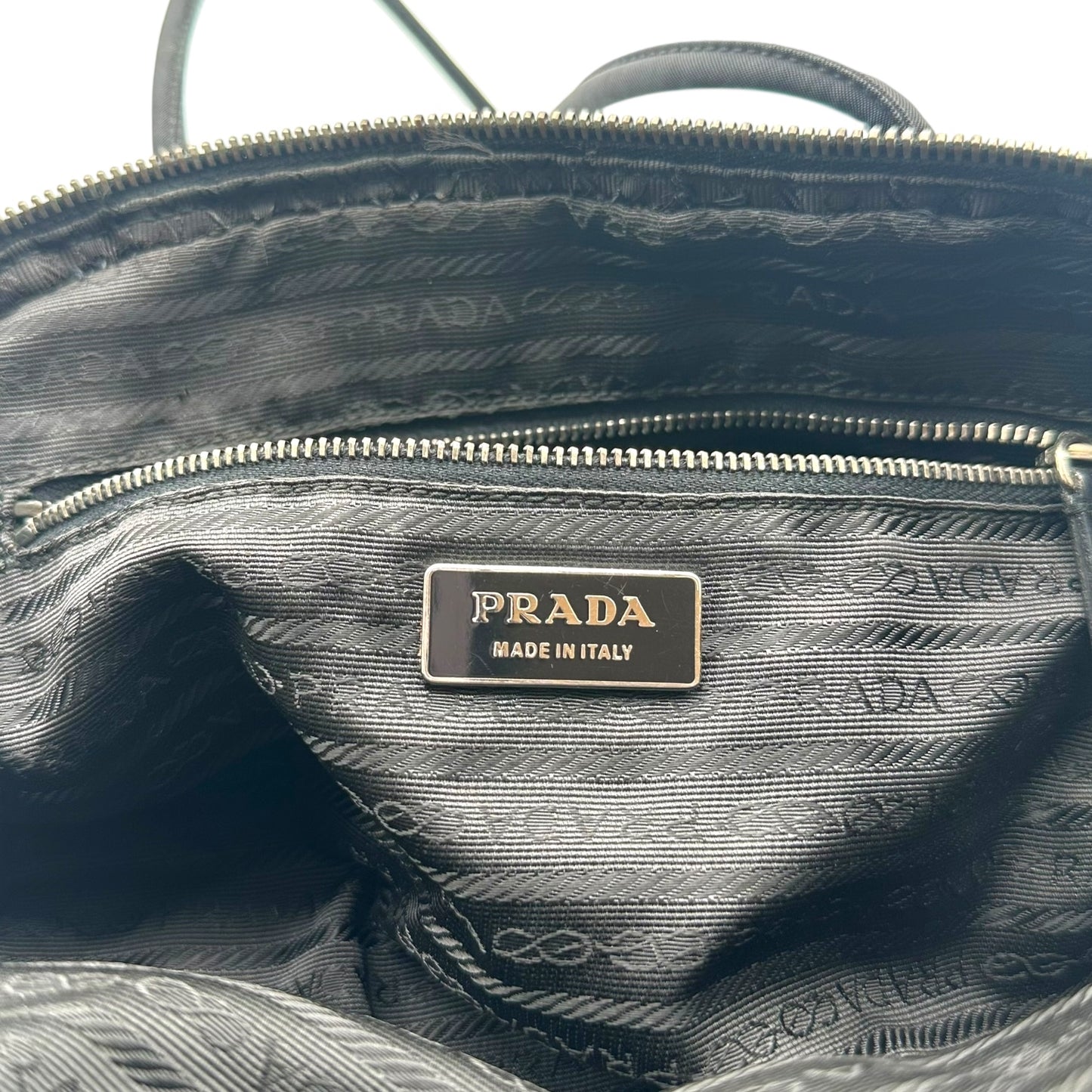 Prada Black Nylon East West Bowler Shoulder Bag