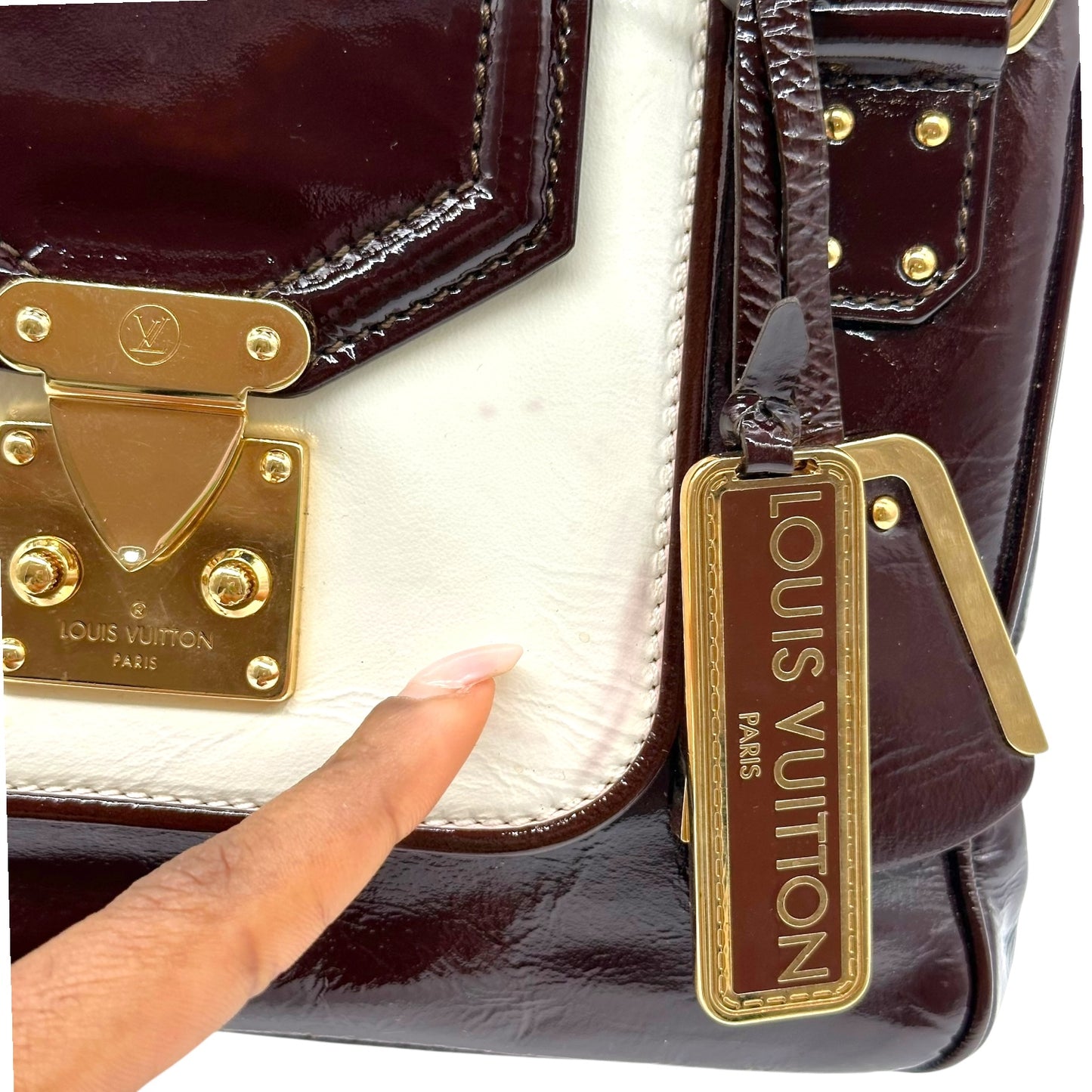 Louis Vuitton Burgundy & Ivory Patent Leather Bicolor Cruise Sac Bag