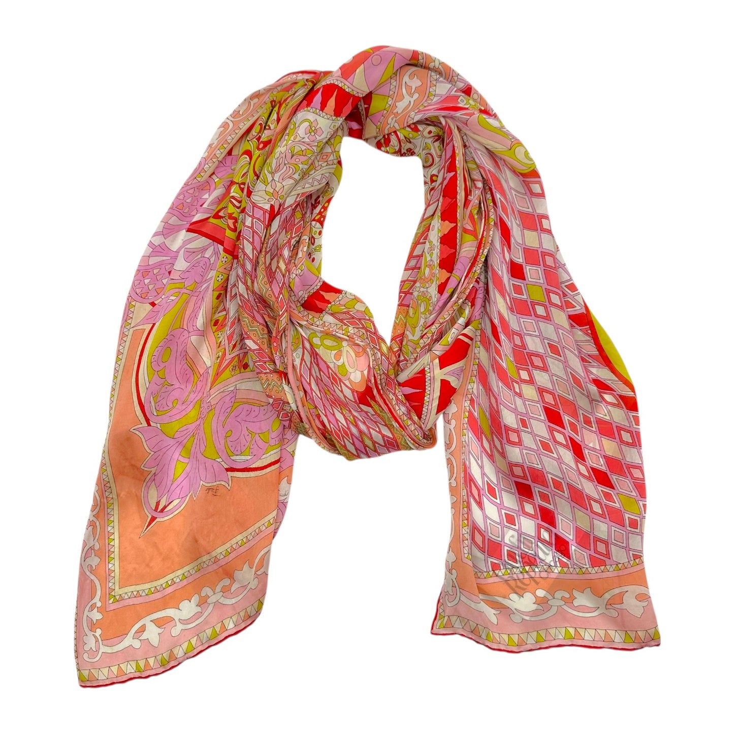 Emilio Pucci Pink & Yellow Floral Printed Sarong Scarf