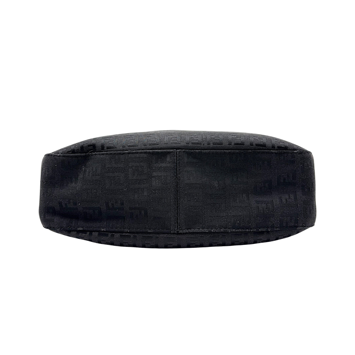 Fendi Black Zucchino Monogram Shoulder Baguette Bag