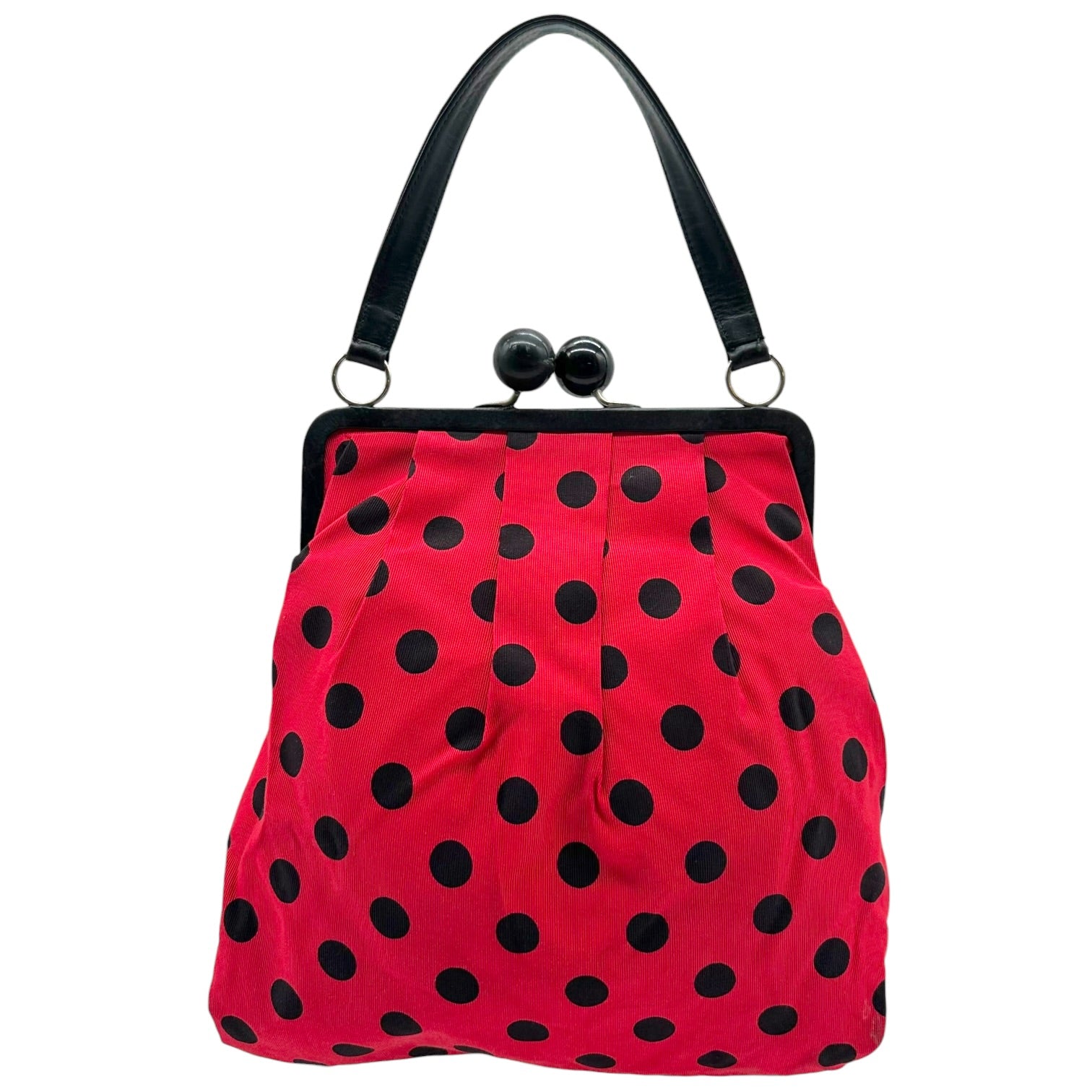 Moschino Red Black Polka Dot Kisslock Handbag