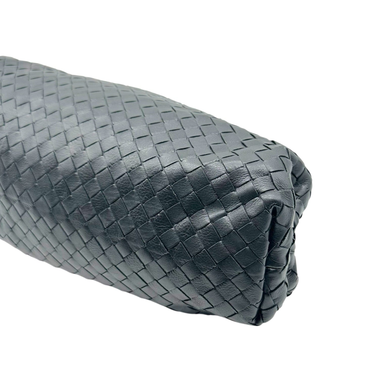 Bottega Veneta Black Intrecciato Lambskin Clutch Bag