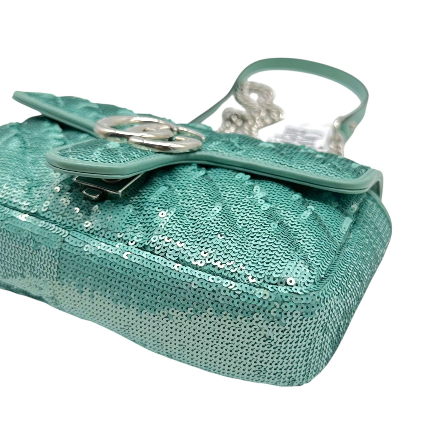 Gucci Small Marmot Shoulder Bag Turquoise Sequin