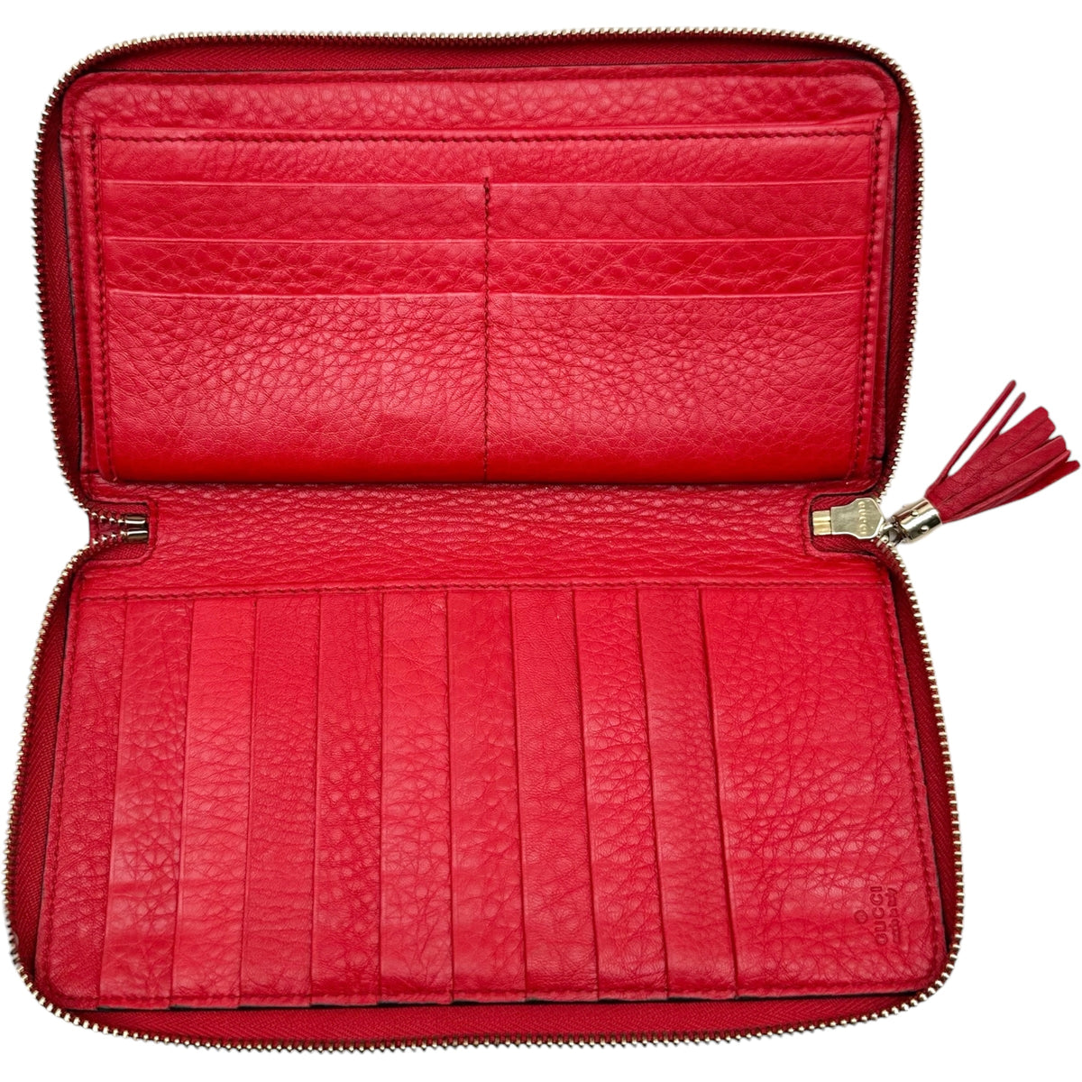 Gucci Red Leather Wallet with Zip Closure