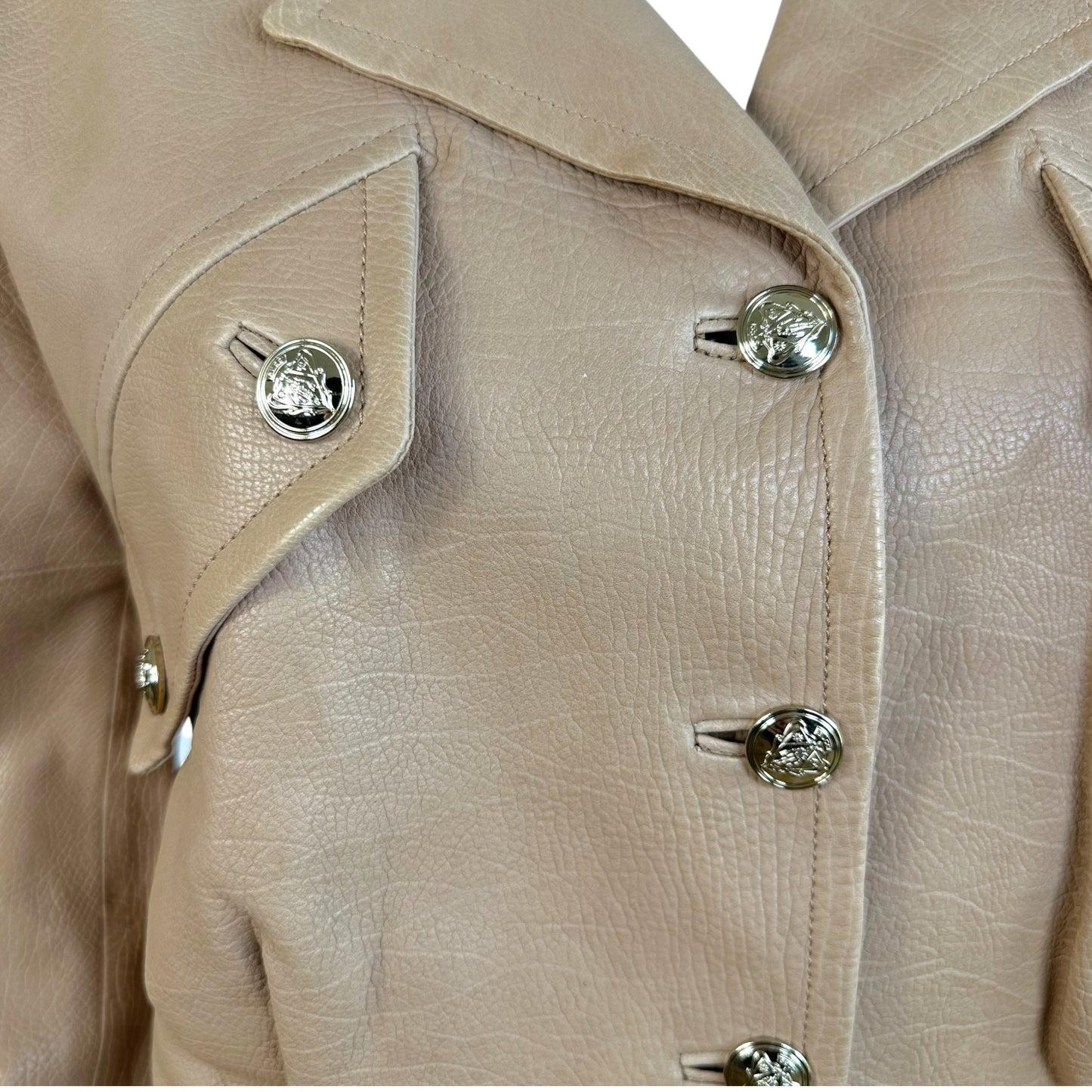 Gucci Beige Leather Cropped Dolman Sleeve Jacket