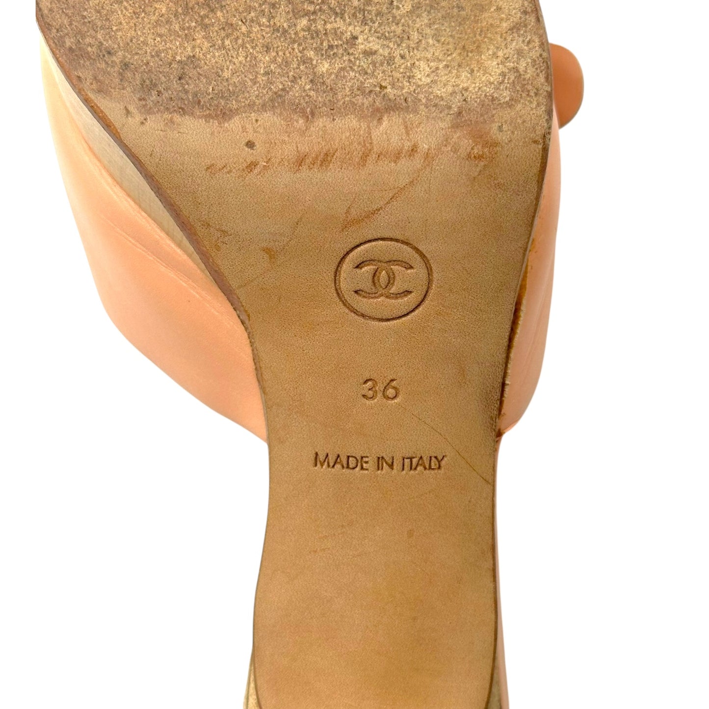 Chanel Light Pink Safety Pin Mule Heels