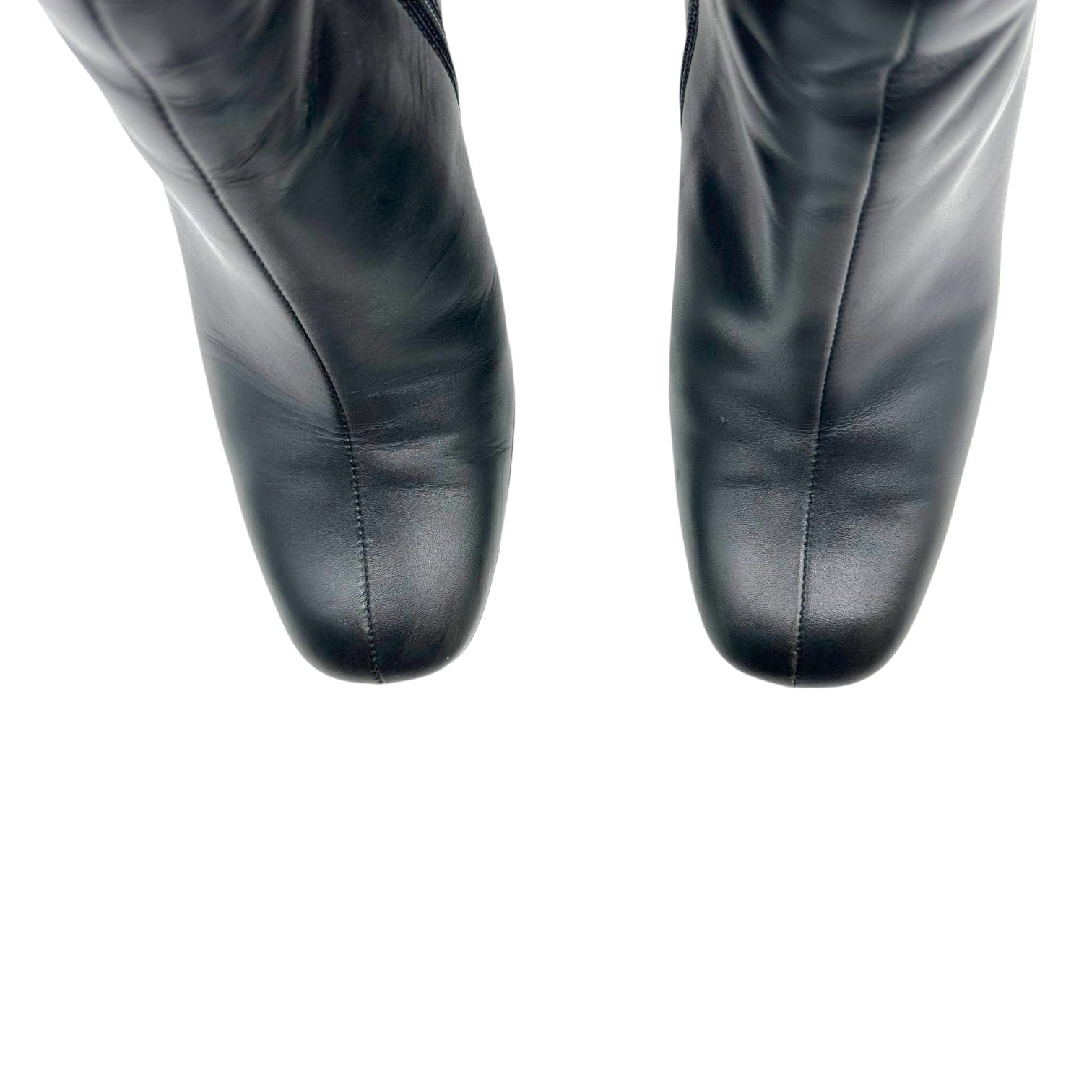 Gucci Black Leather Knee High Heeled Boots