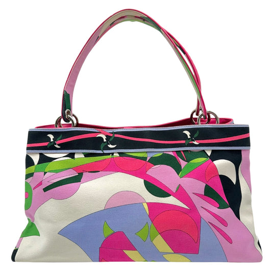 Emilio Pucci Multicolor Printed Canvas Tote Bag
