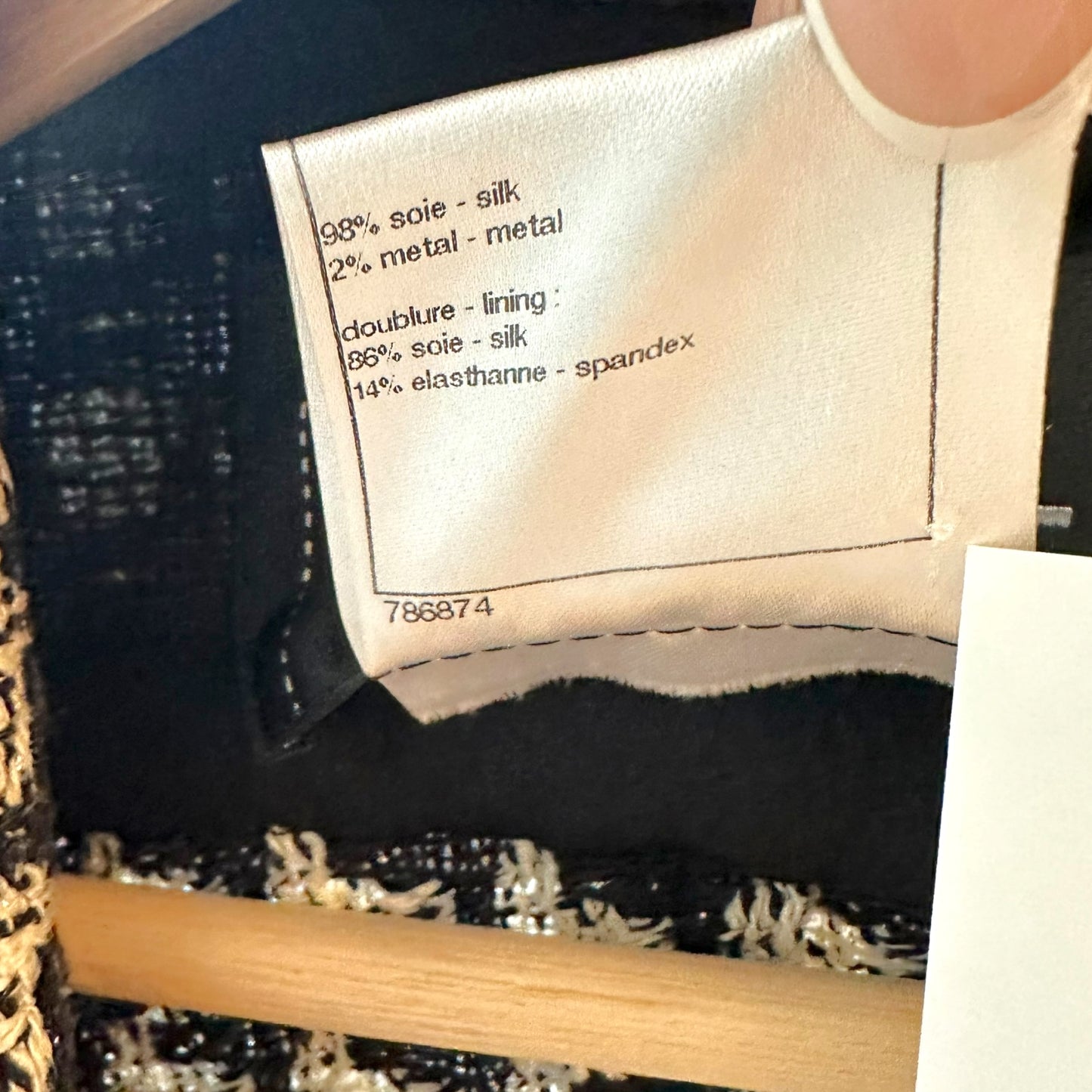 Chanel Spring 2009 Black & White Houndstooth Tweed Ruffle Trim Jacket