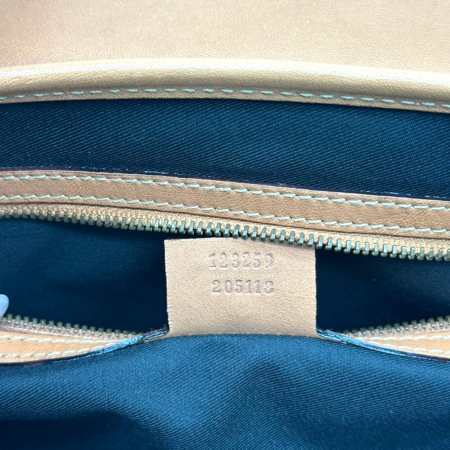 Gucci Tan Leather & Black Canvas Studded Bamboo Bullet Bag