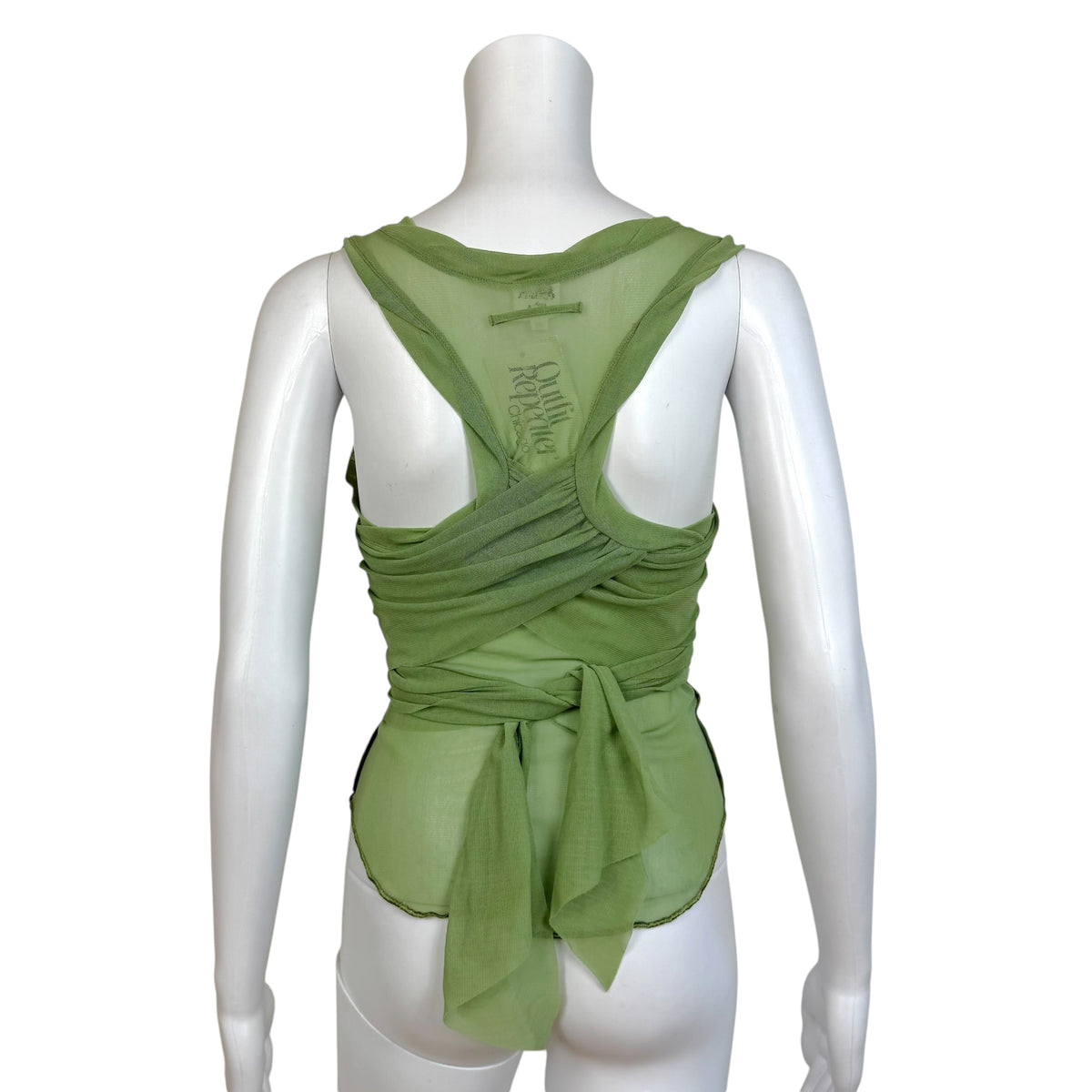 Jean Paul Gaultier Light Green Mesh Wrap Cropped Tank