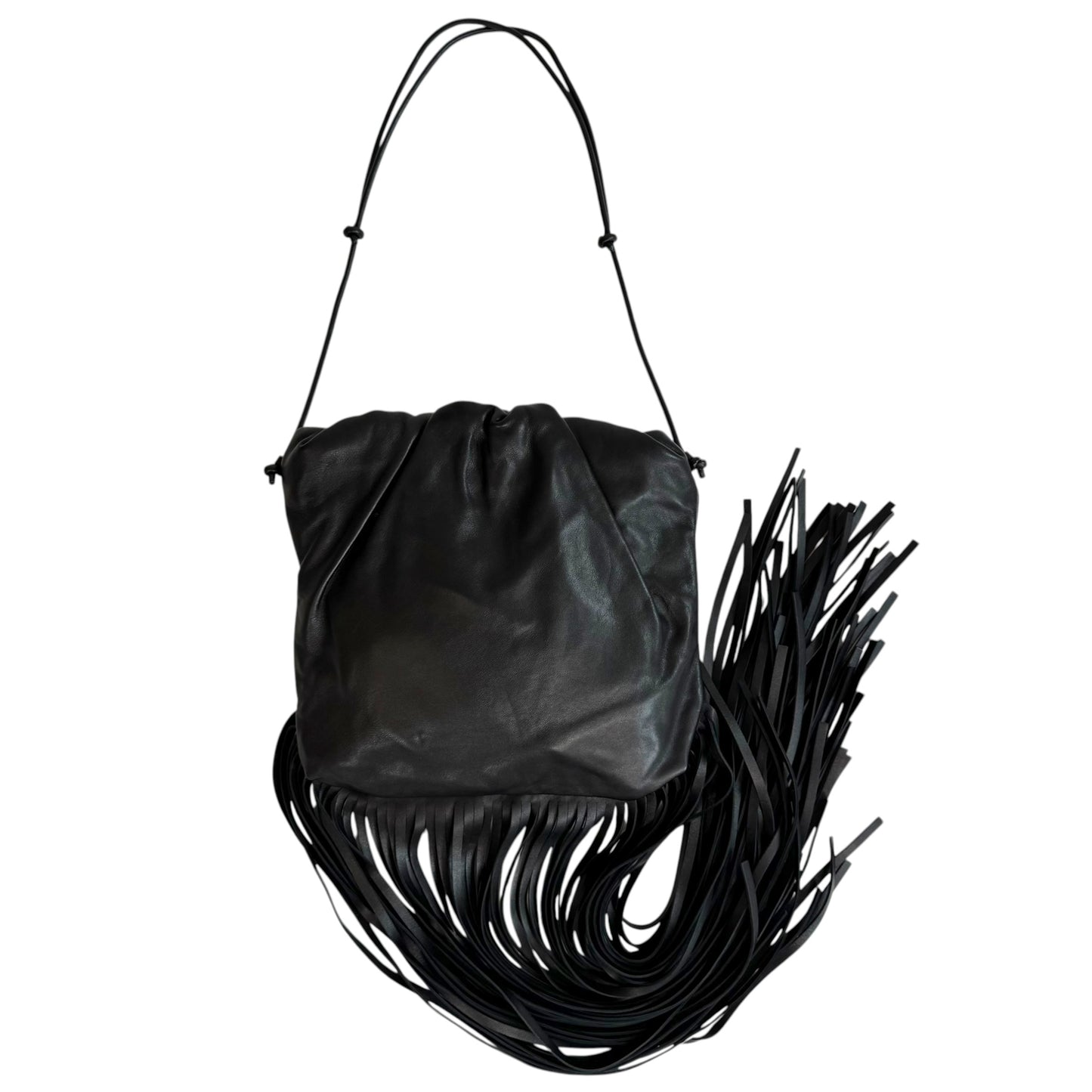 Bottega Veneta Black Fringe Pouch Shoulder Clutch Bag