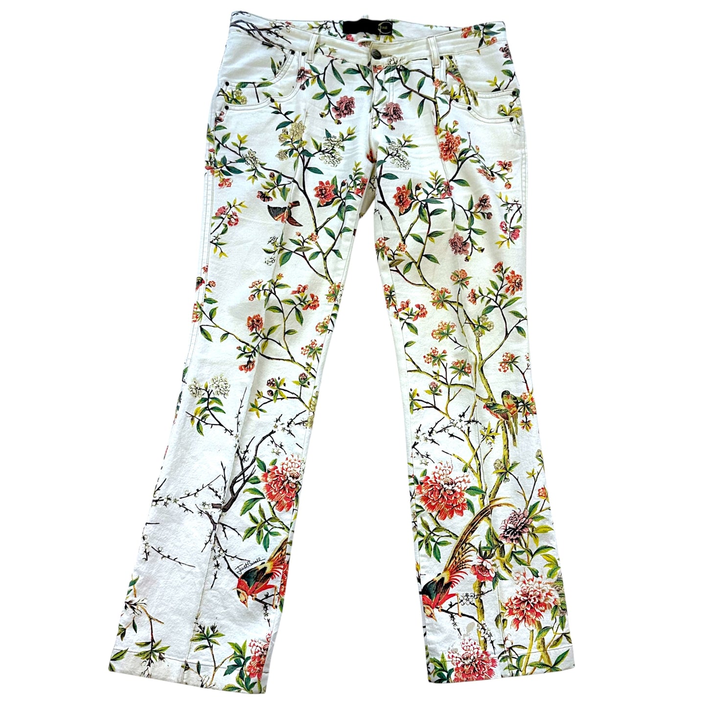 Just Cavalli Roberto Cavalli Ivory Floral Printed Jeans