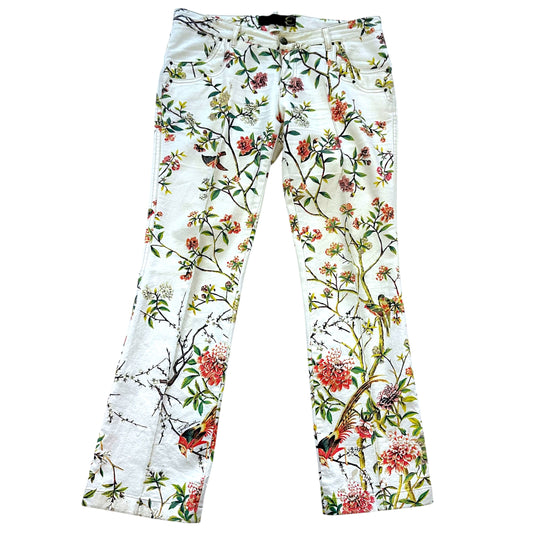 Just Cavalli Roberto Cavalli Ivory Floral Printed Jeans