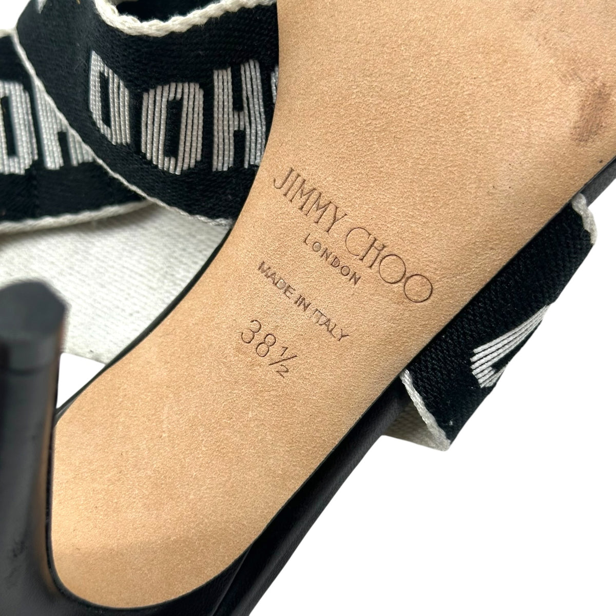 Jimmy Choo Black & White 'I Want Choo' Wrap Sandal Heels