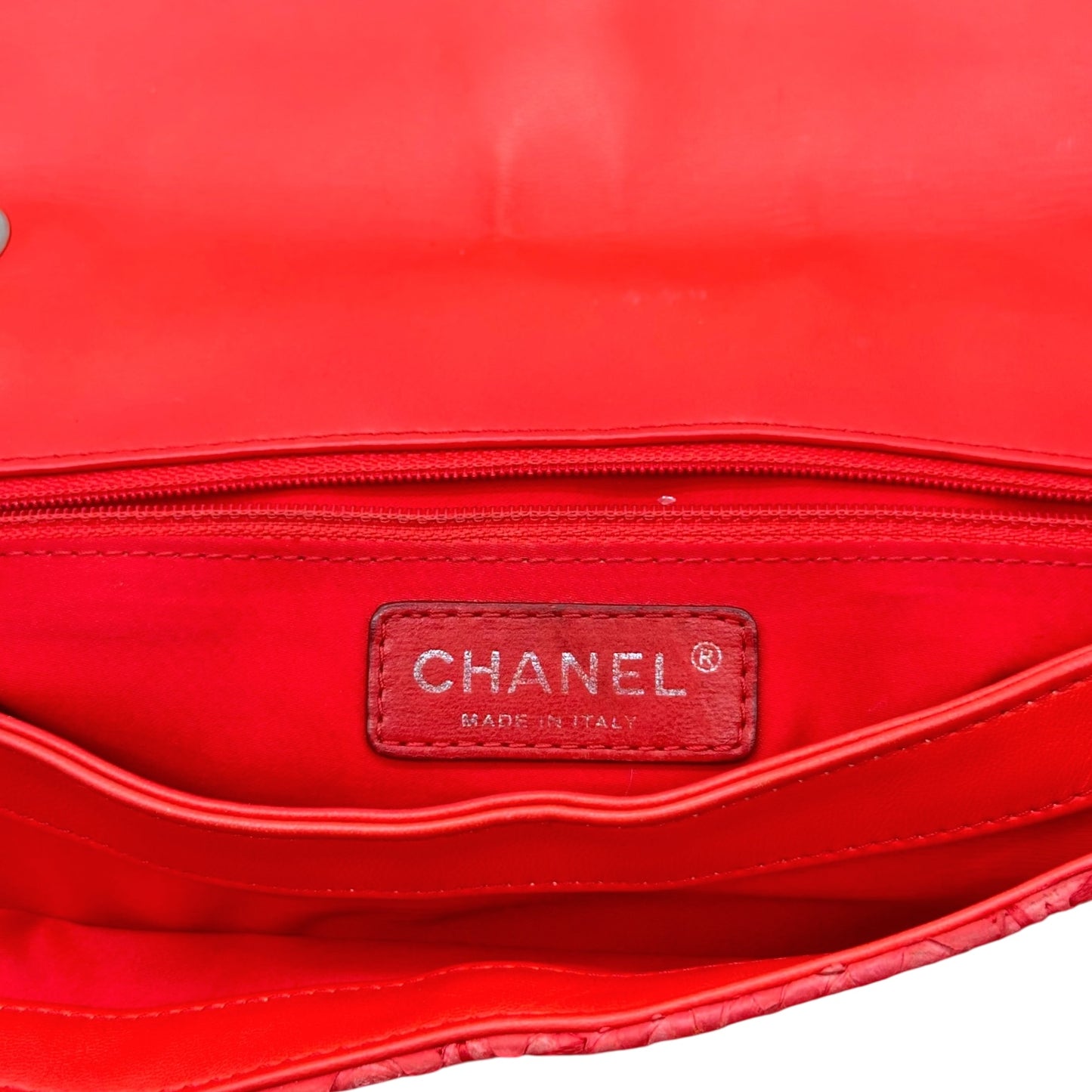 Chanel Cherry Red Python East-West Flap Bag