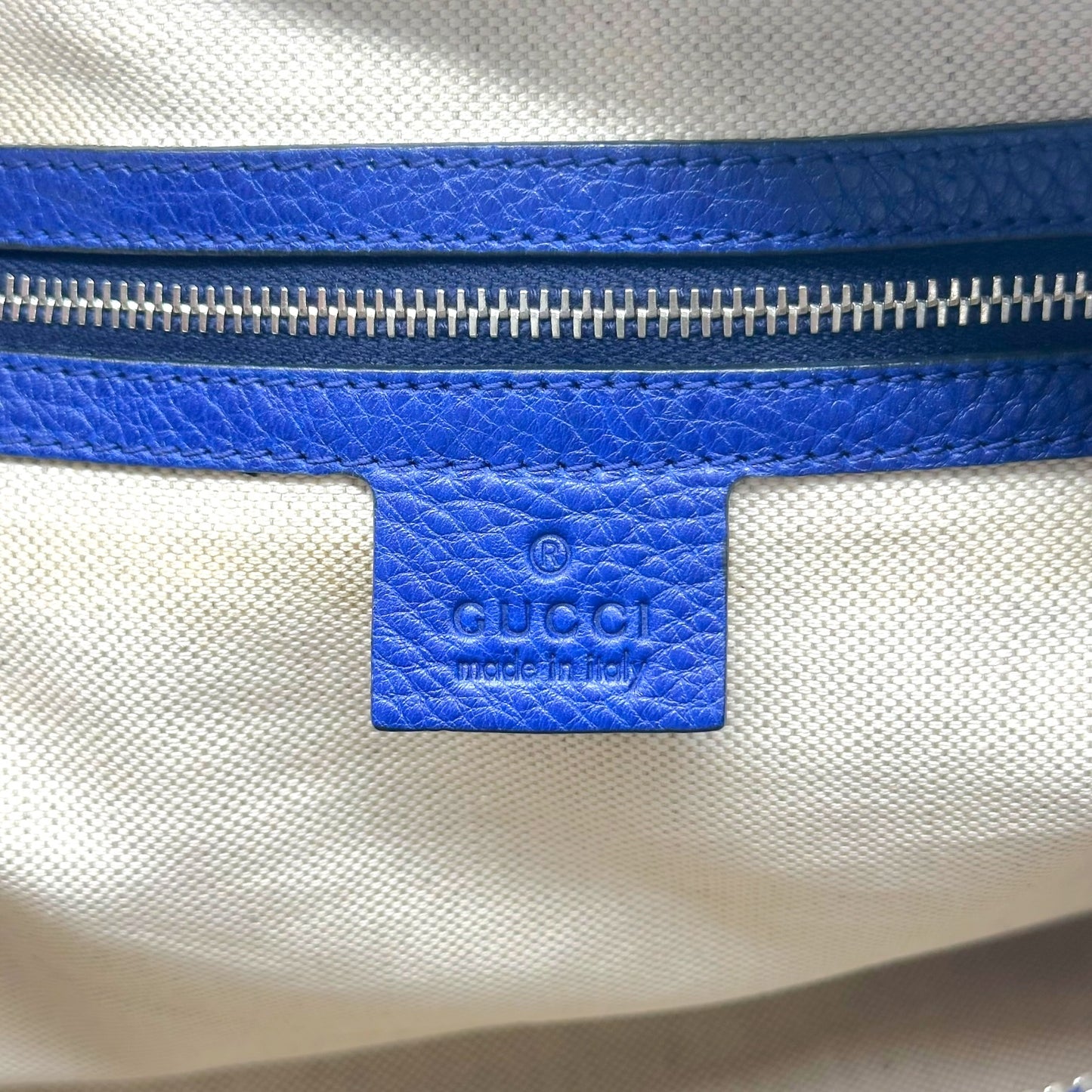Gucci Royal Blue Guccissima Embossed Monogram Hobo Bag