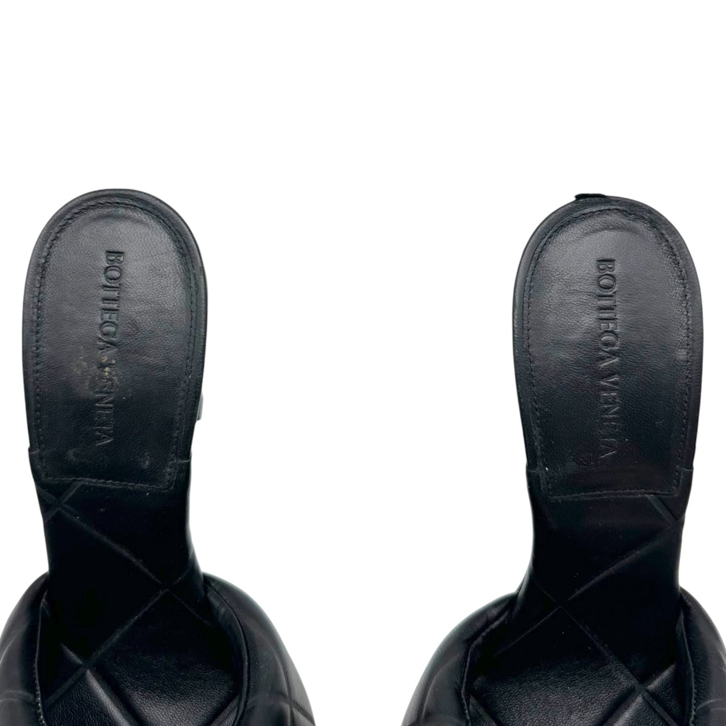 Bottega Veneta Black Leather Intrecciato Mule Heels
