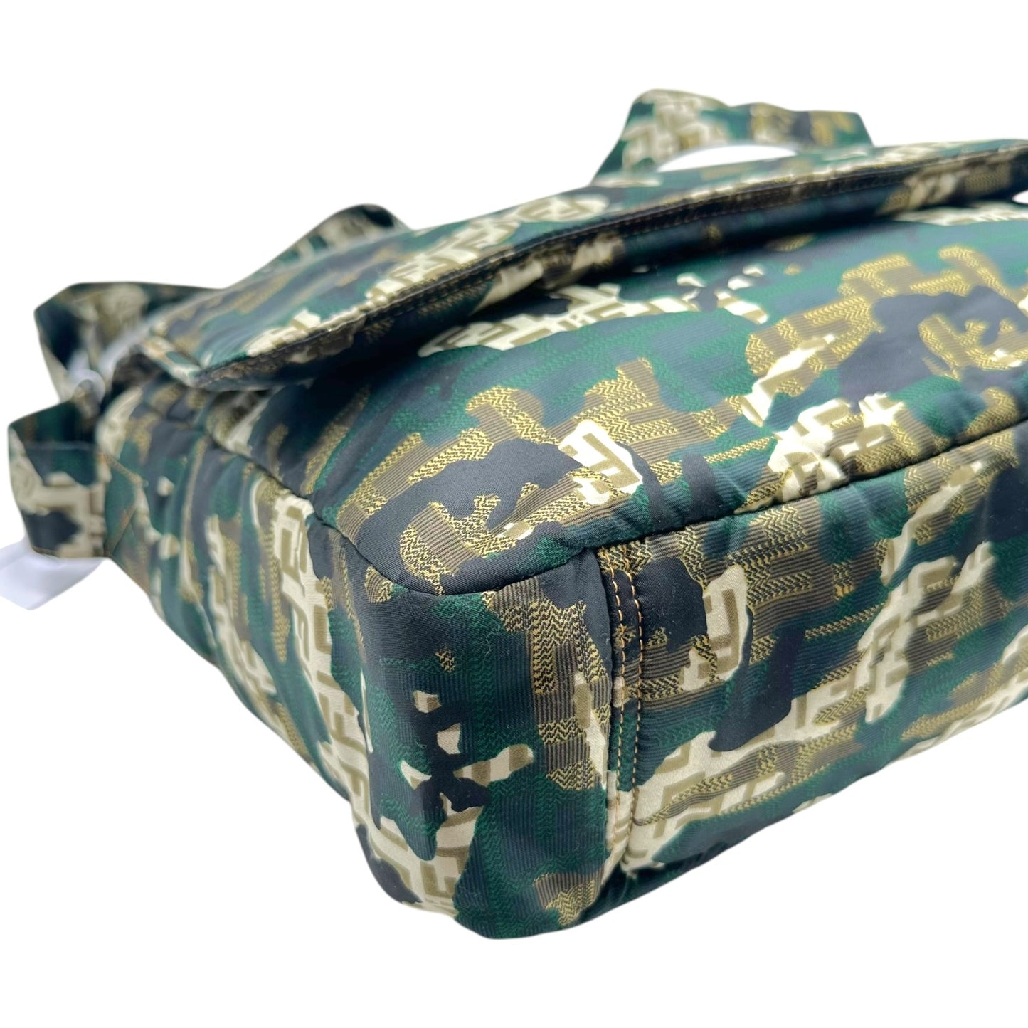 Fendi Messenger Bag Beige Zucchino Monogram Camouflage Satin