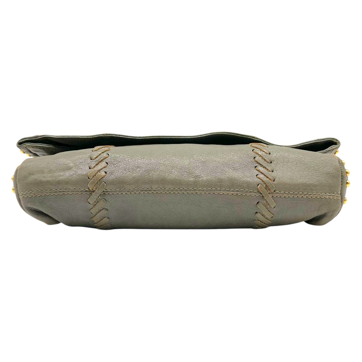 Emilio Pucci Gray Leather Gold Studded Clutch Bag