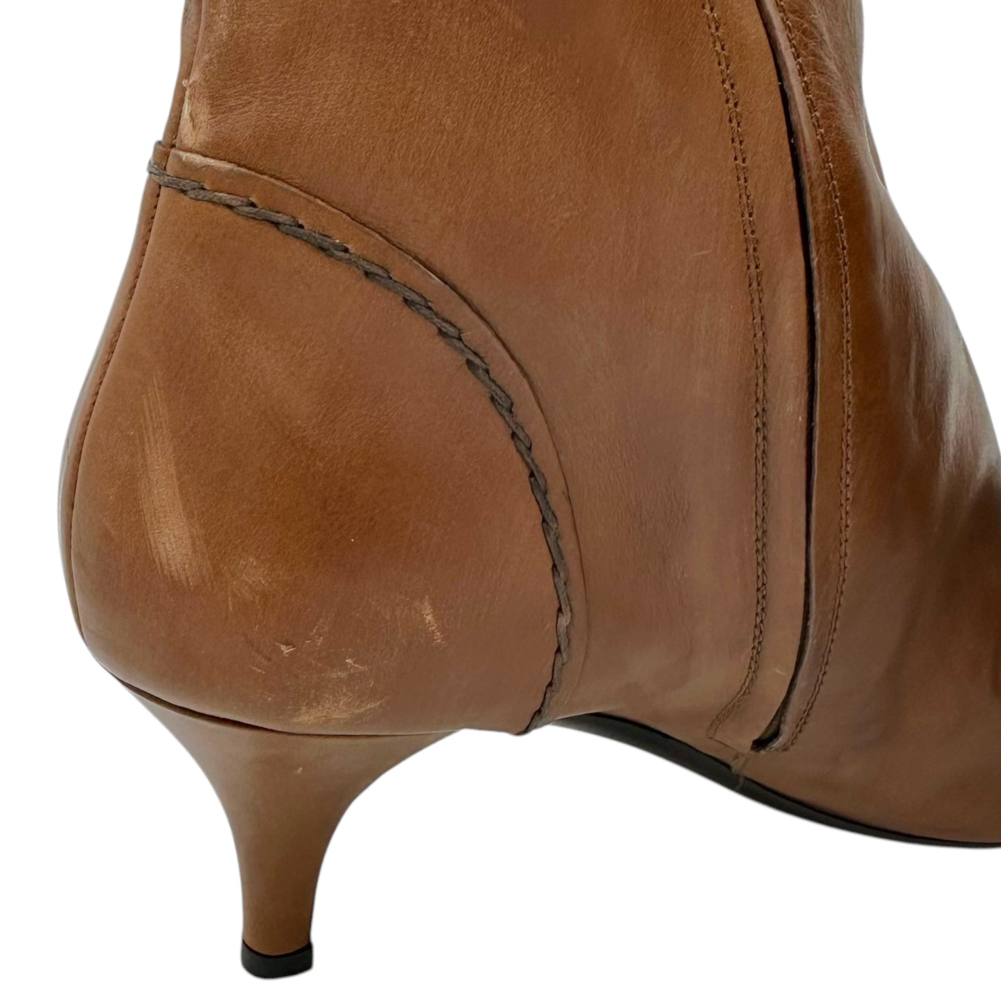 Prada Brown Leather Pointed Toe Heeled Boots