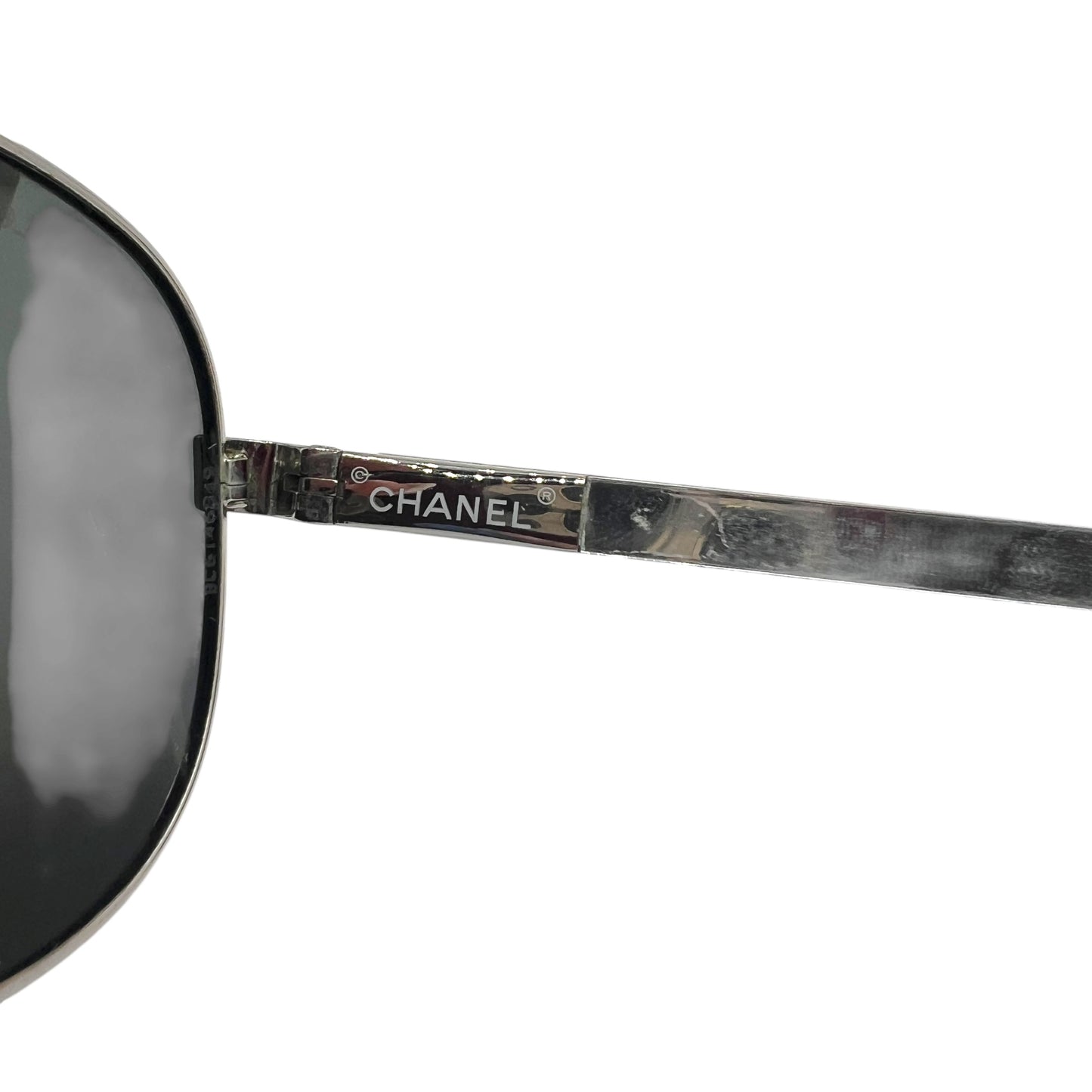 Chanel Silver Mirrored Aviator Sunglasses w/ Case