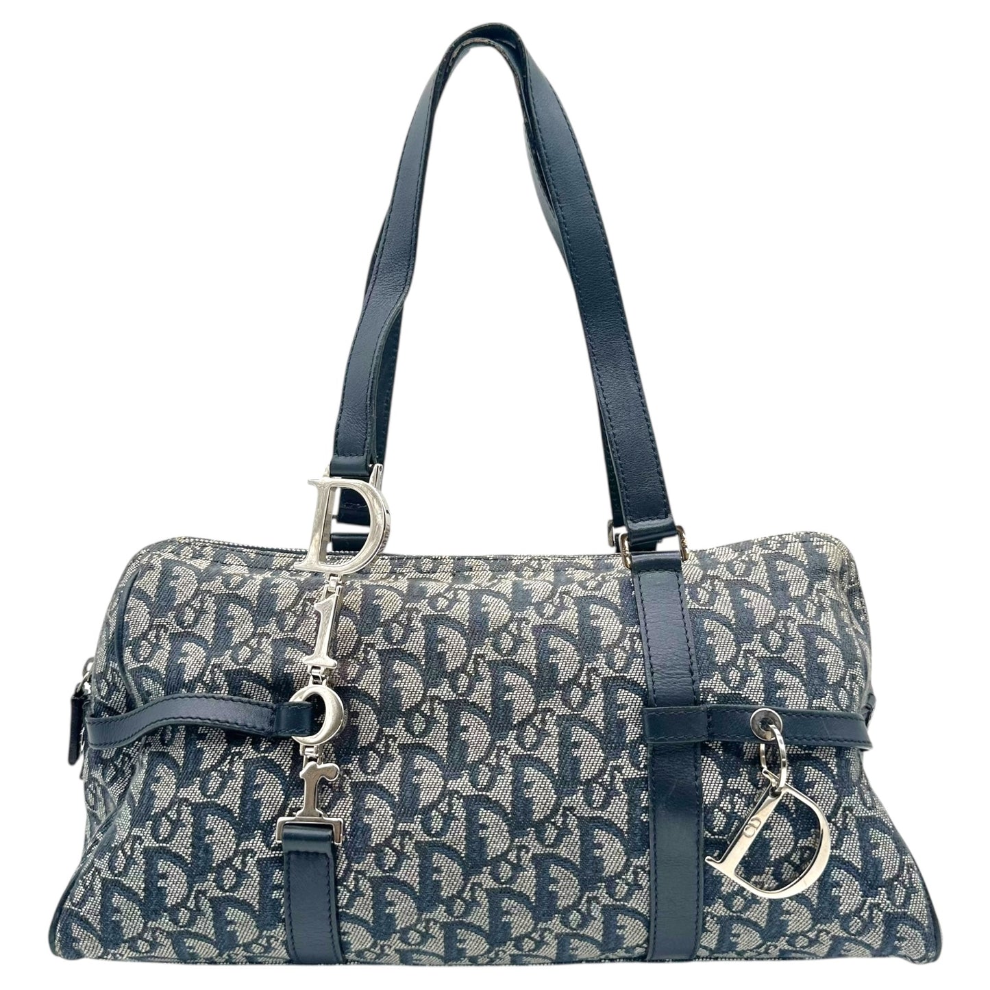 Christian Dior Navy Blue Trotter Monogram Logo Hardware Shoulder Bag