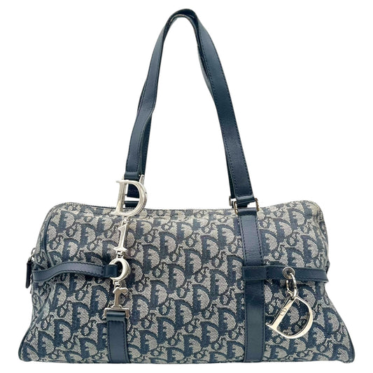Christian Dior Navy Blue Trotter Monogram Logo Hardware Shoulder Bag