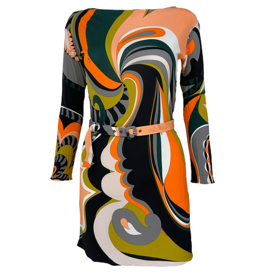 Emilio Pucci Orange & Black Printed Mini Dress NEW