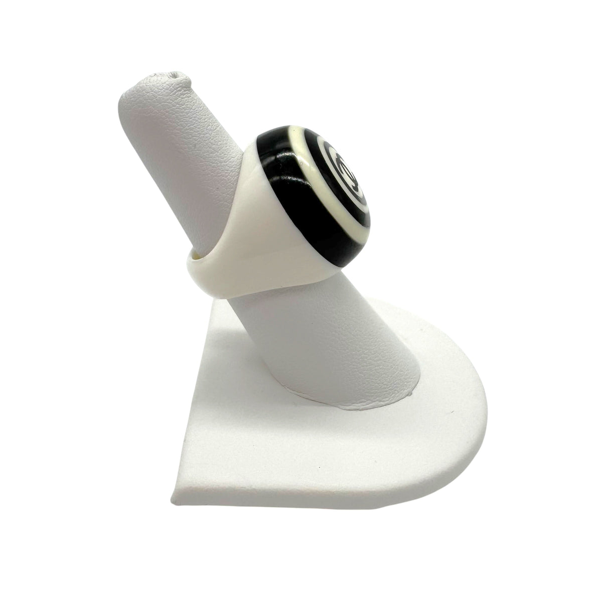 Chanel Black White Logo Plastic Bubble Ring Size 6